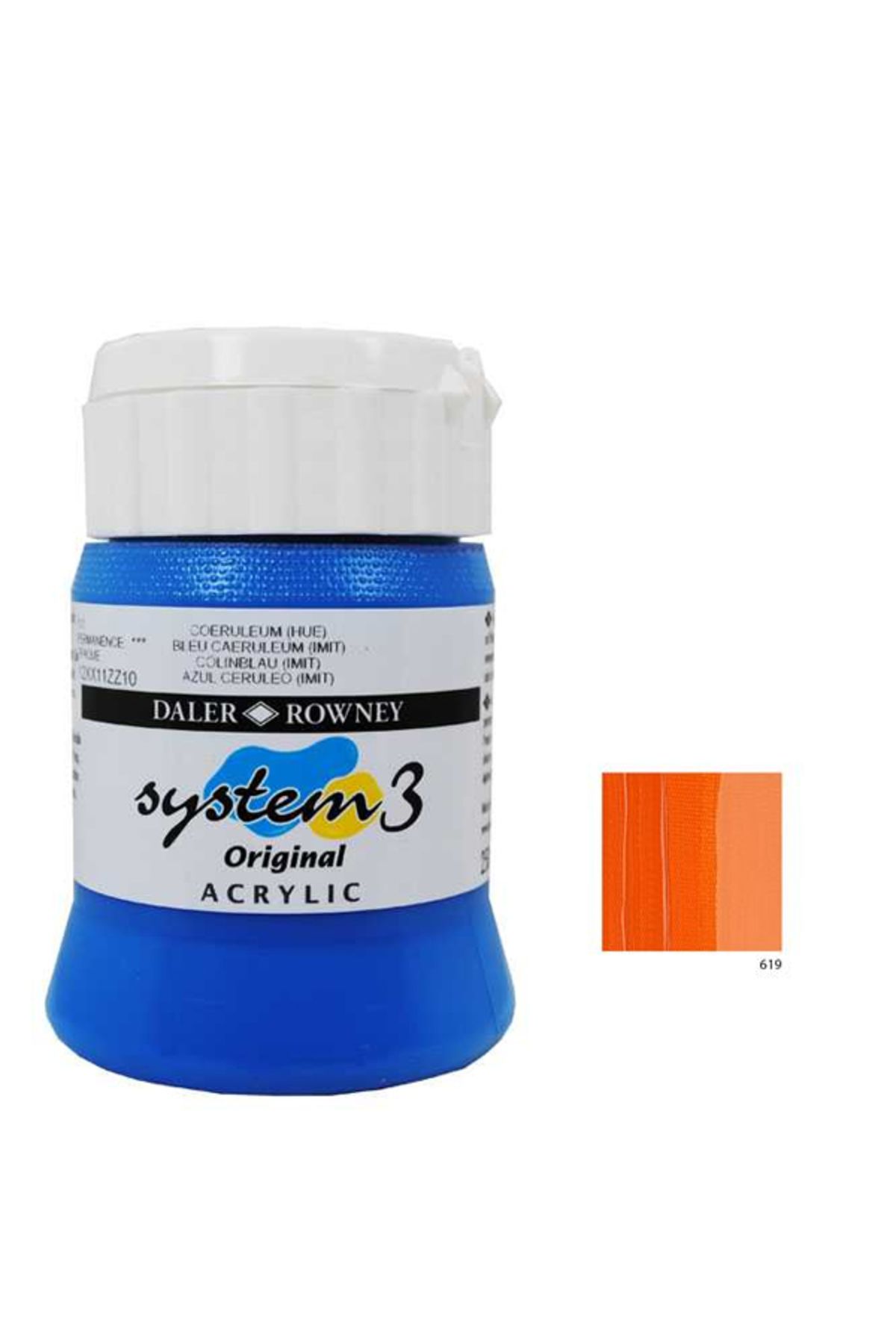 Daler Rowney-System 3 Cadmium Orange Acrylic Paint 500ml - 619 1