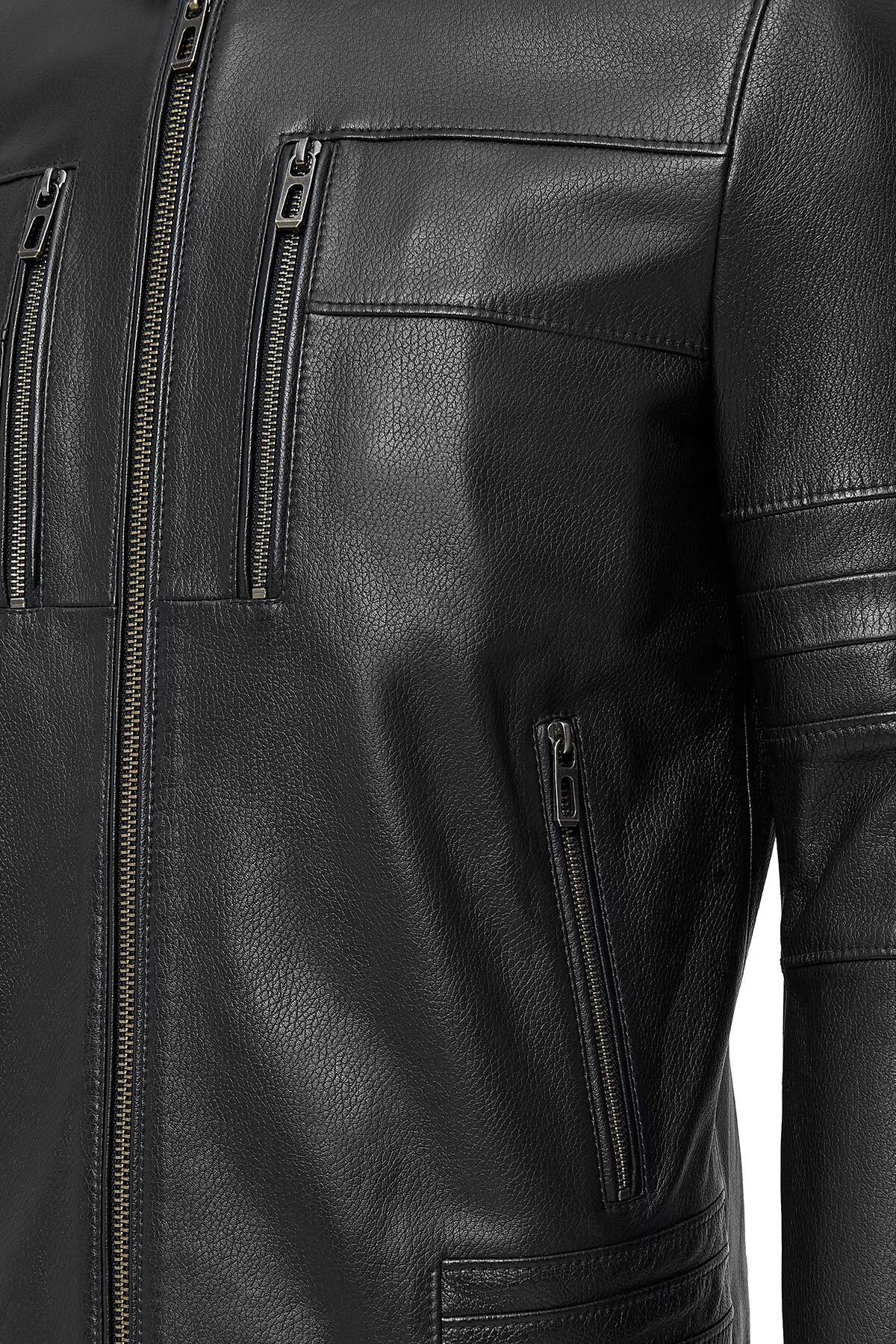 Derimod-Howard Men's Black Leather Jacket 24Wgf6555Cy 3