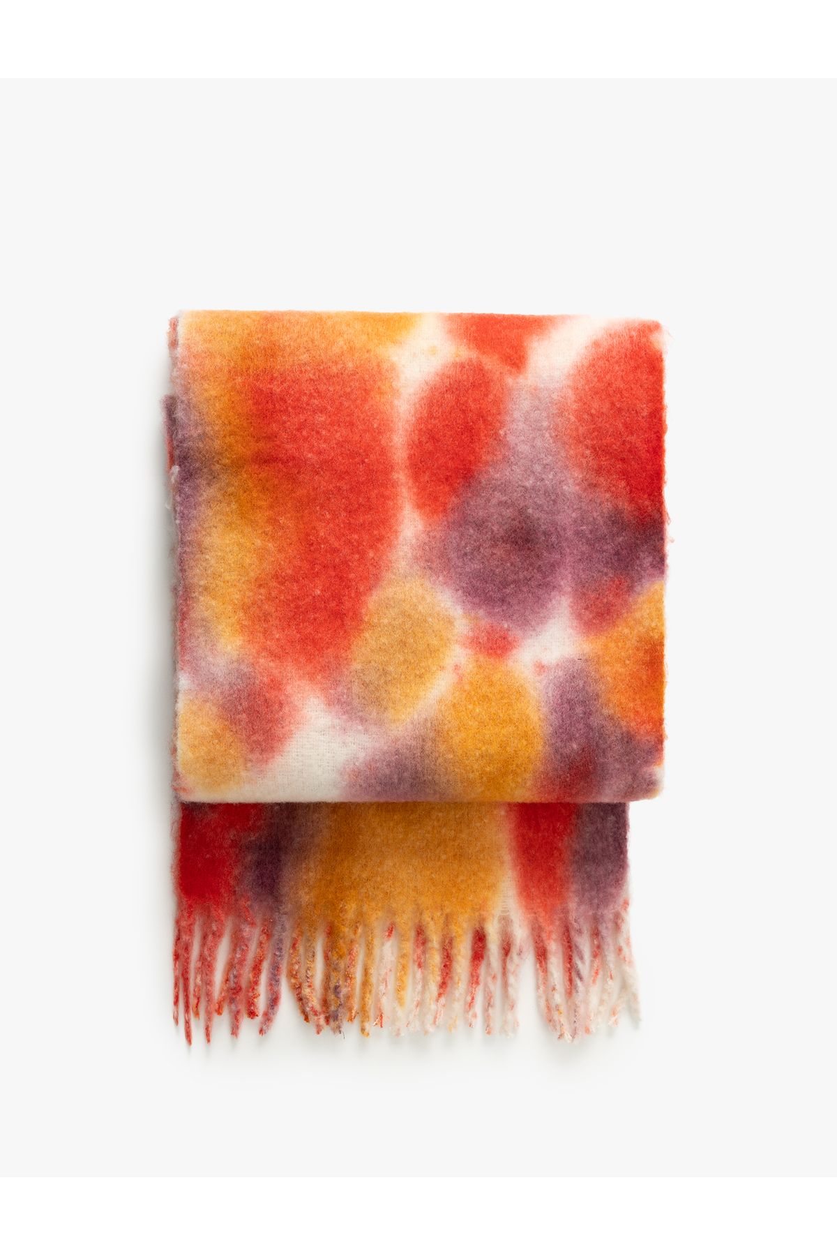 Koton-Soft Textured Long Scarf - Tassel Detail and Abstract Pattern 2