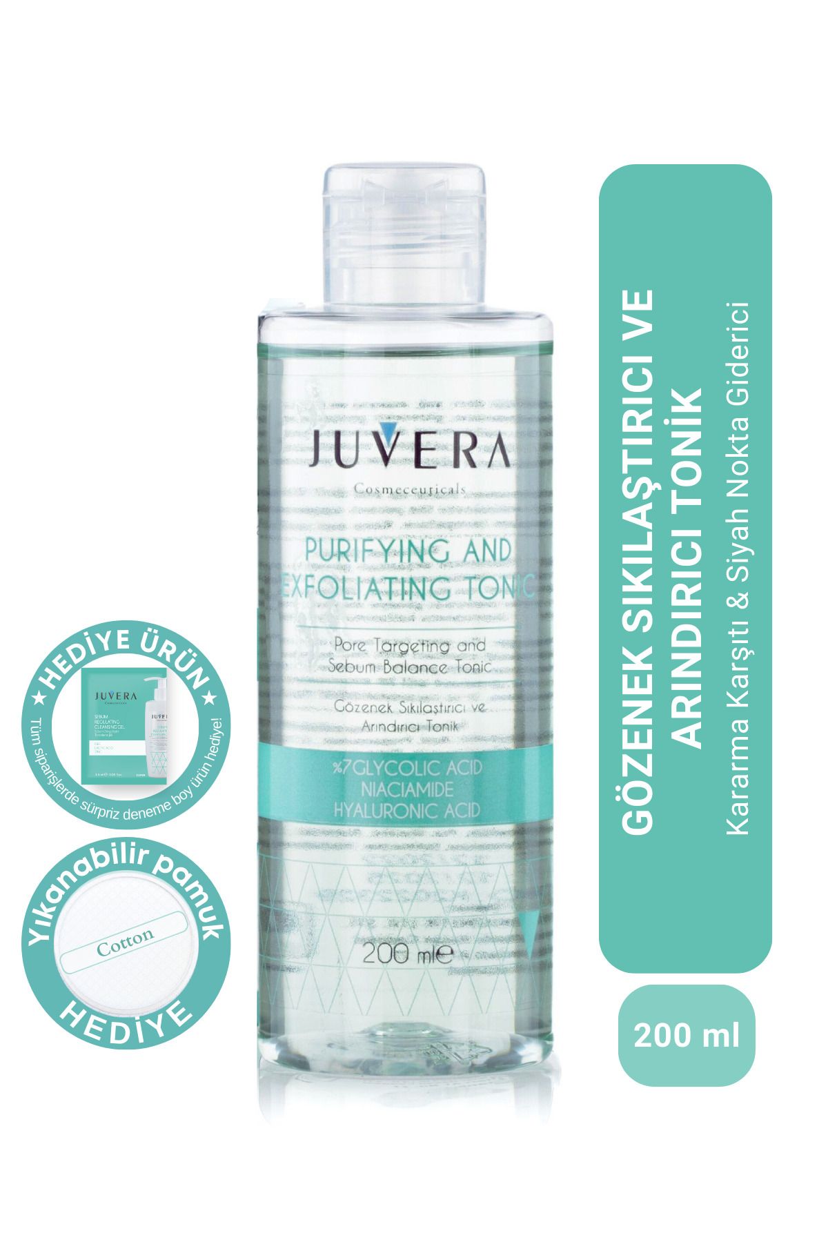 JUVERA Cosmeceuticals Gözenek Sıkılaştırıcı Arındırıcı Ve Kararma Karşıtı Tonik - Purifying And Exfoliating Tonic 200ml