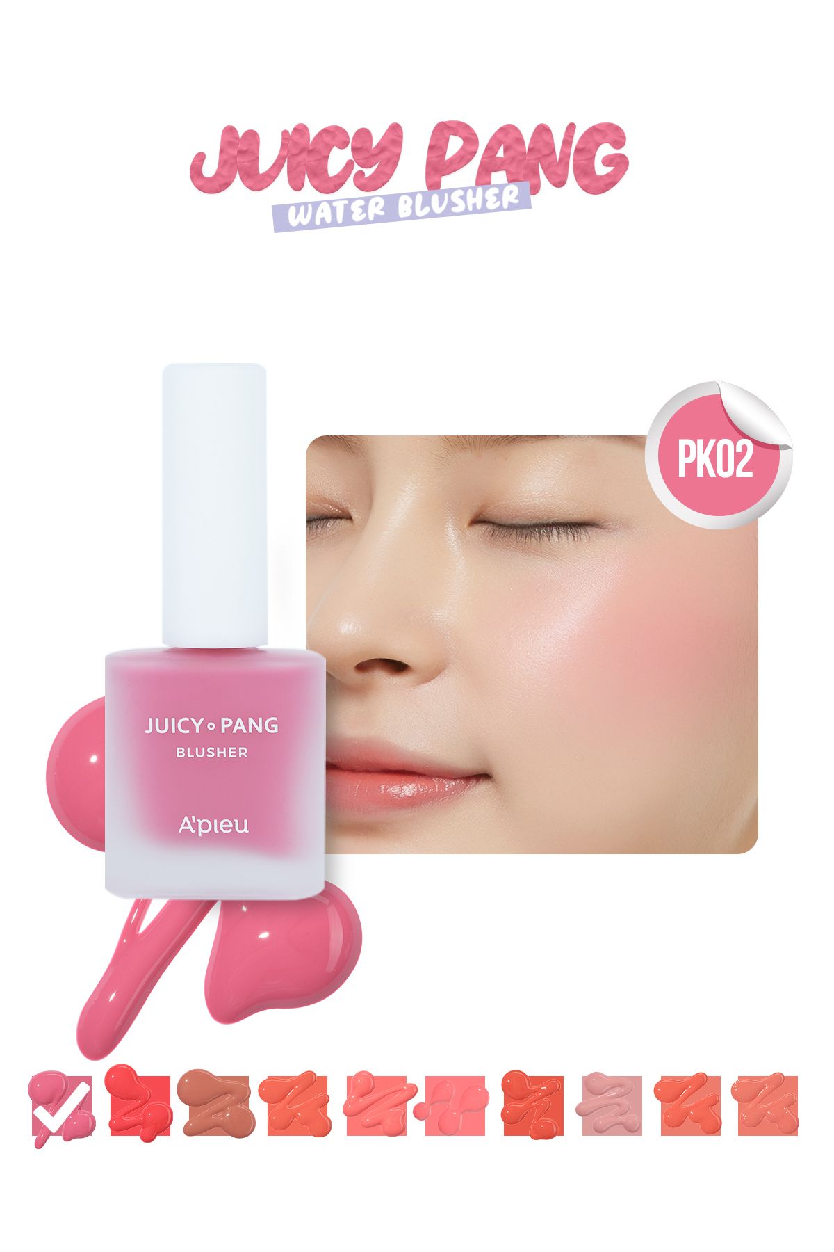 Missha Meyve Kokulu, Nemlendirici Etkili, Doğal Görünümlü Sıvı Allık APIEU Juicy-Pang Water Blusher (PK02)