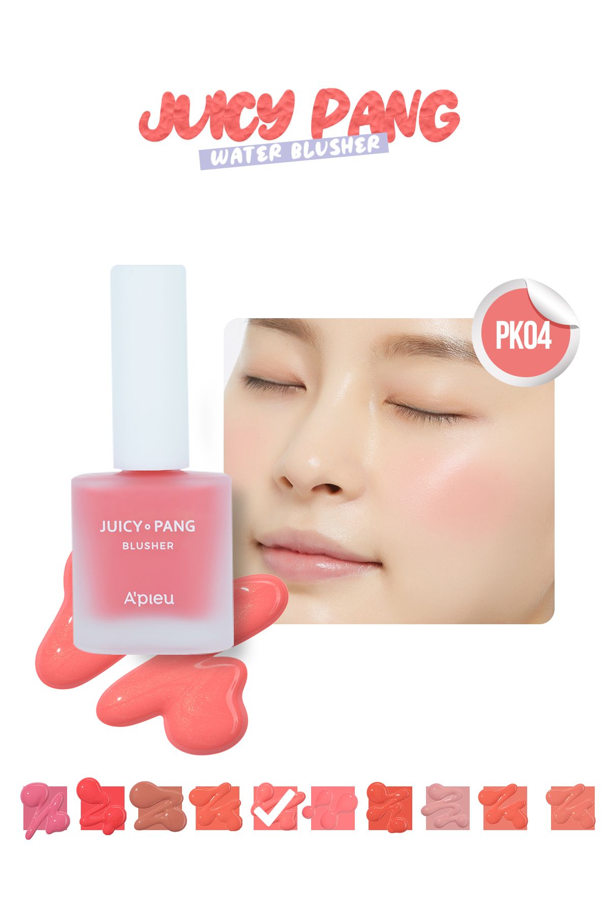 Missha Meyve Kokulu, Nemlendirici Etkili, Doğal Görünümlü Sıvı Allık APIEU Juicy-Pang Water Blusher (PK04)