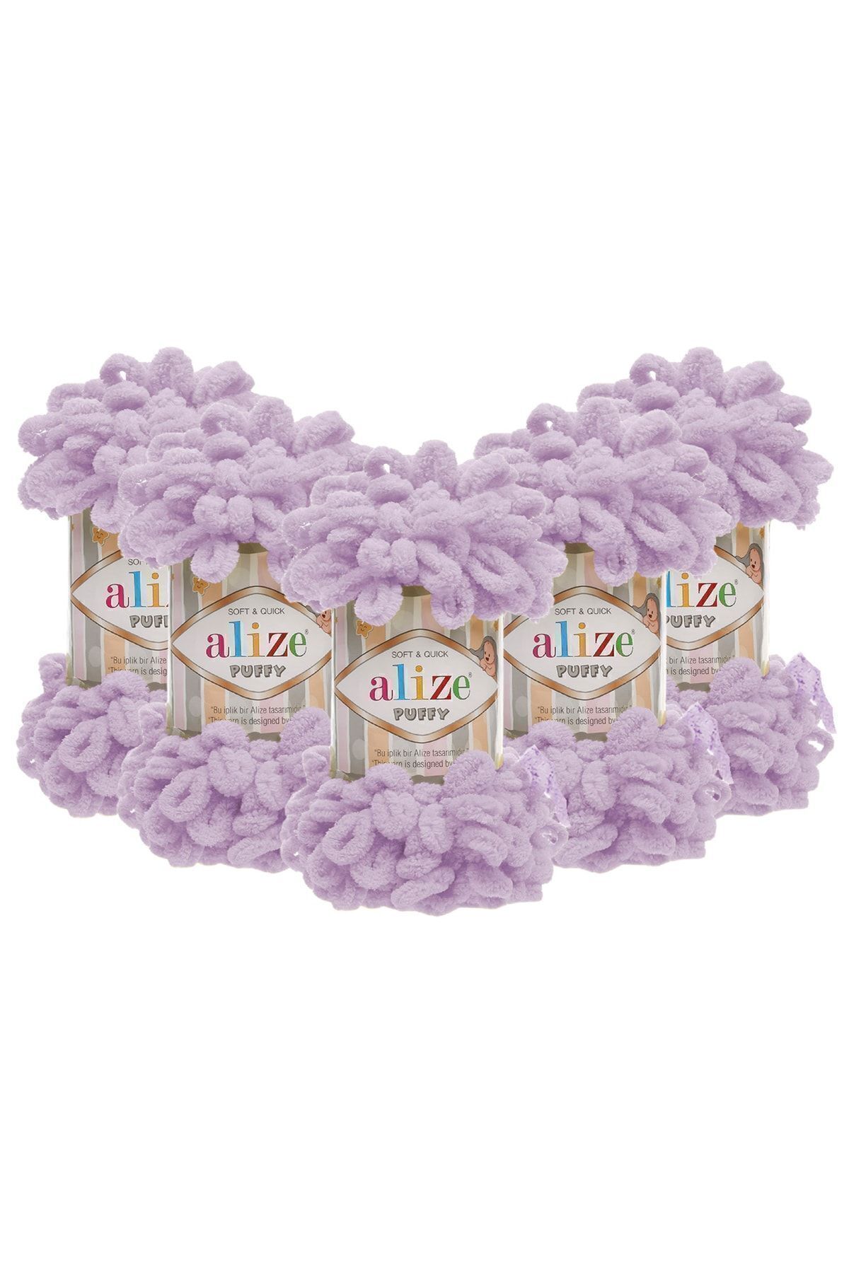 Hand Knitting Yarn 5-Pack - 27 Light Lilac - 100 Gr. 9 Mt. Finger Knitting Yarn