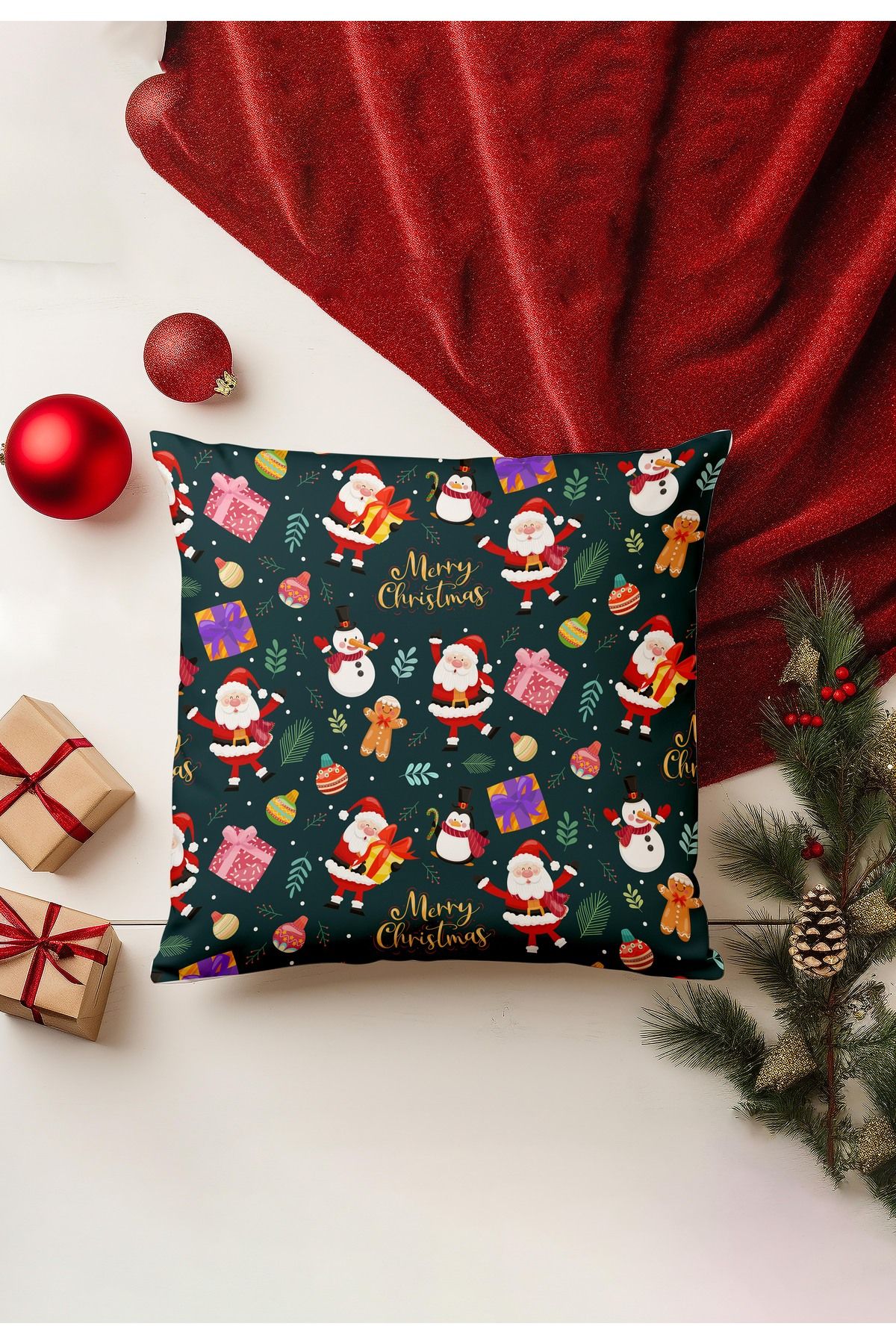 Filamente-Christmas Themed Throw Pillow Cover / Christmas - Christmas Cushion Cover (Double-Sided Printed - Hidden Zipper) 1