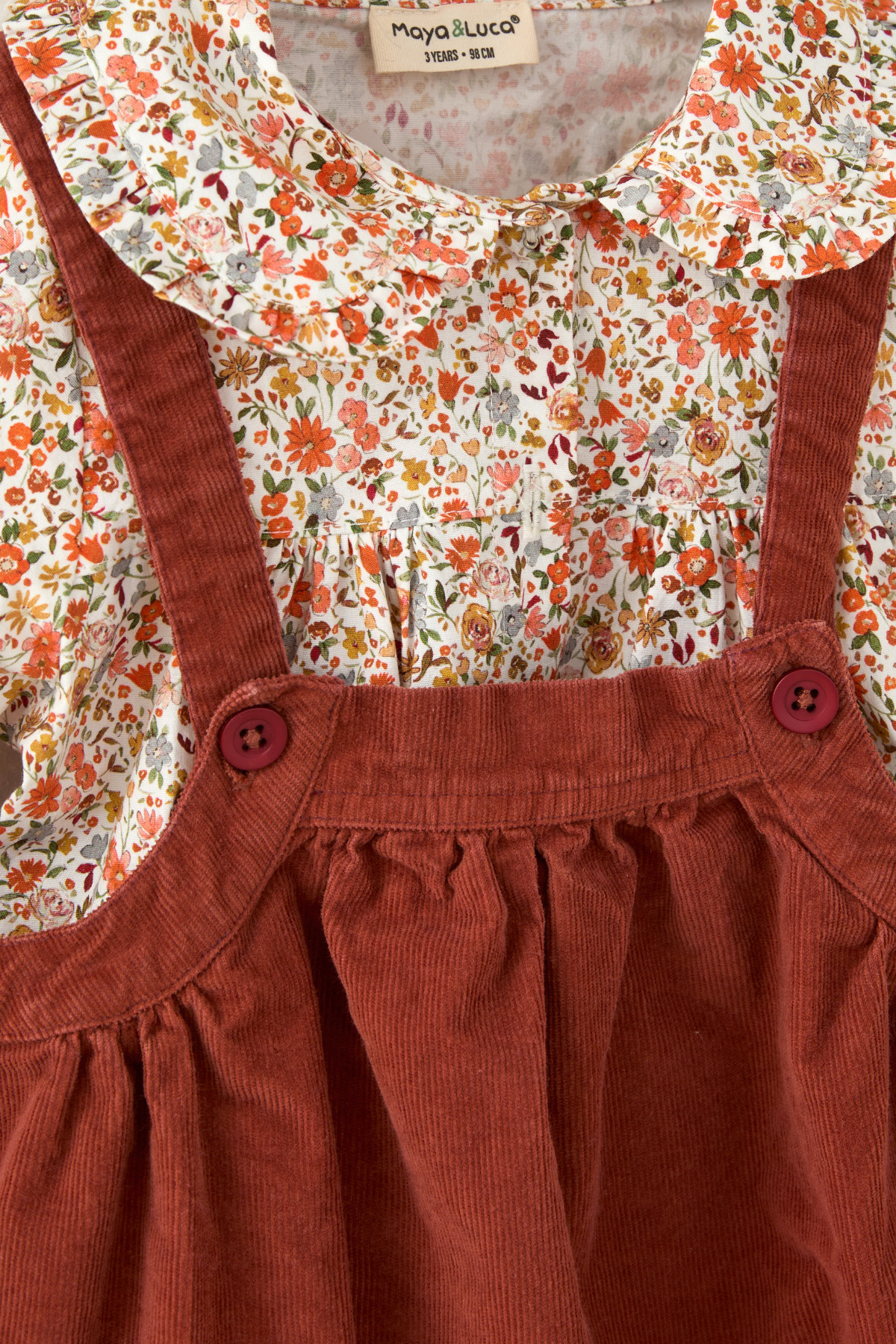 Maya And Luca Kız Çocuk İkili Takım Jile Gömlek Çiçekli %100 Pamuk fotoğrafı 3 (önizleme)