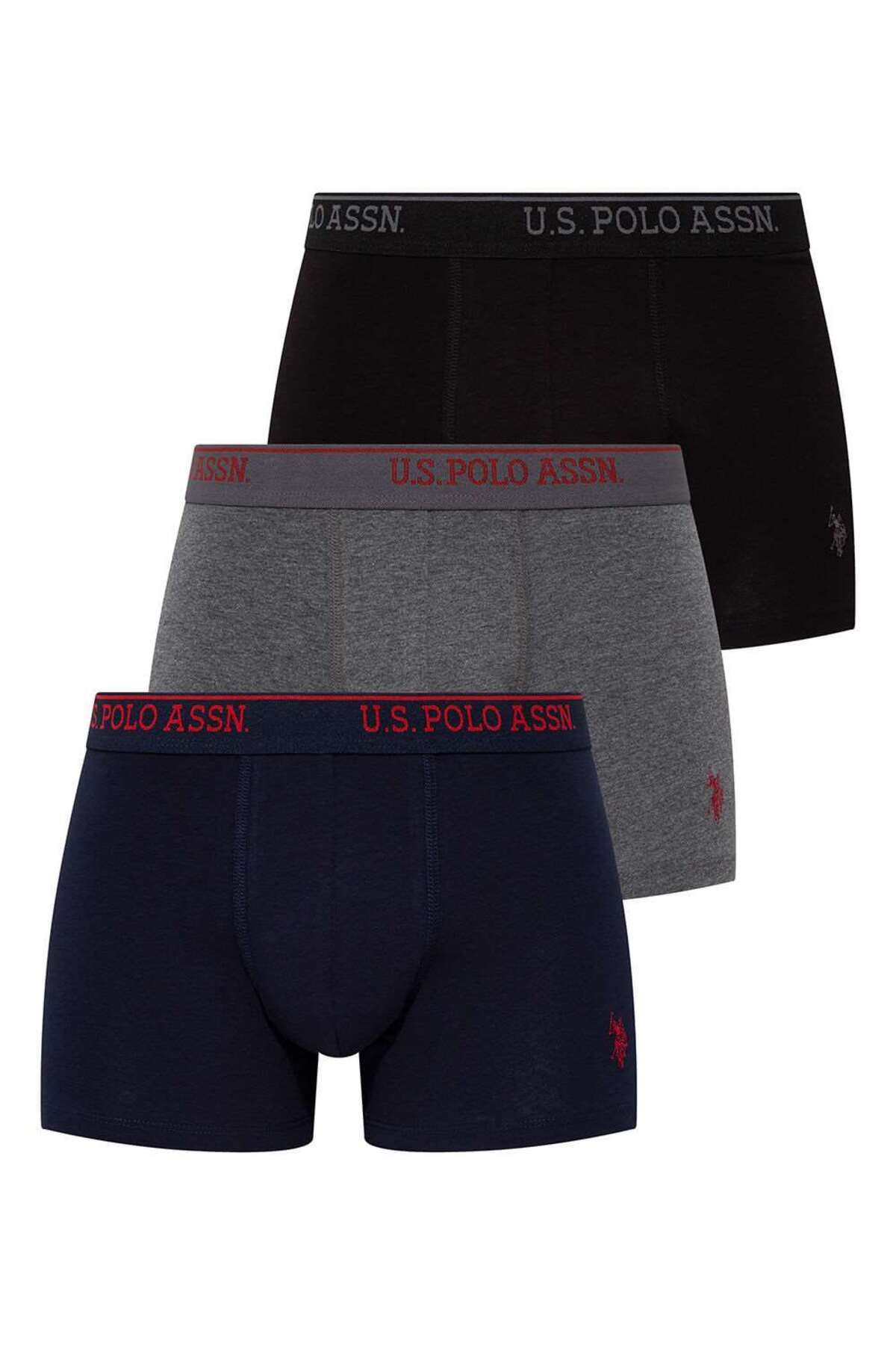 U.S. Polo Assn. Erkek Siyah - Antrasit - Lacivert 3 Lü Boxer