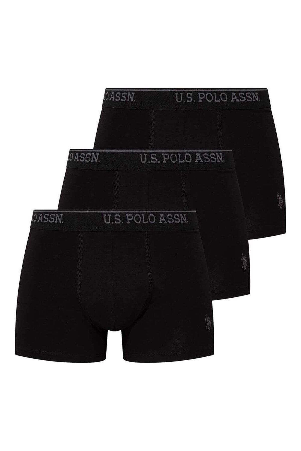 U.S. Polo Assn. Erkek Siyah 3 Lü Boxer