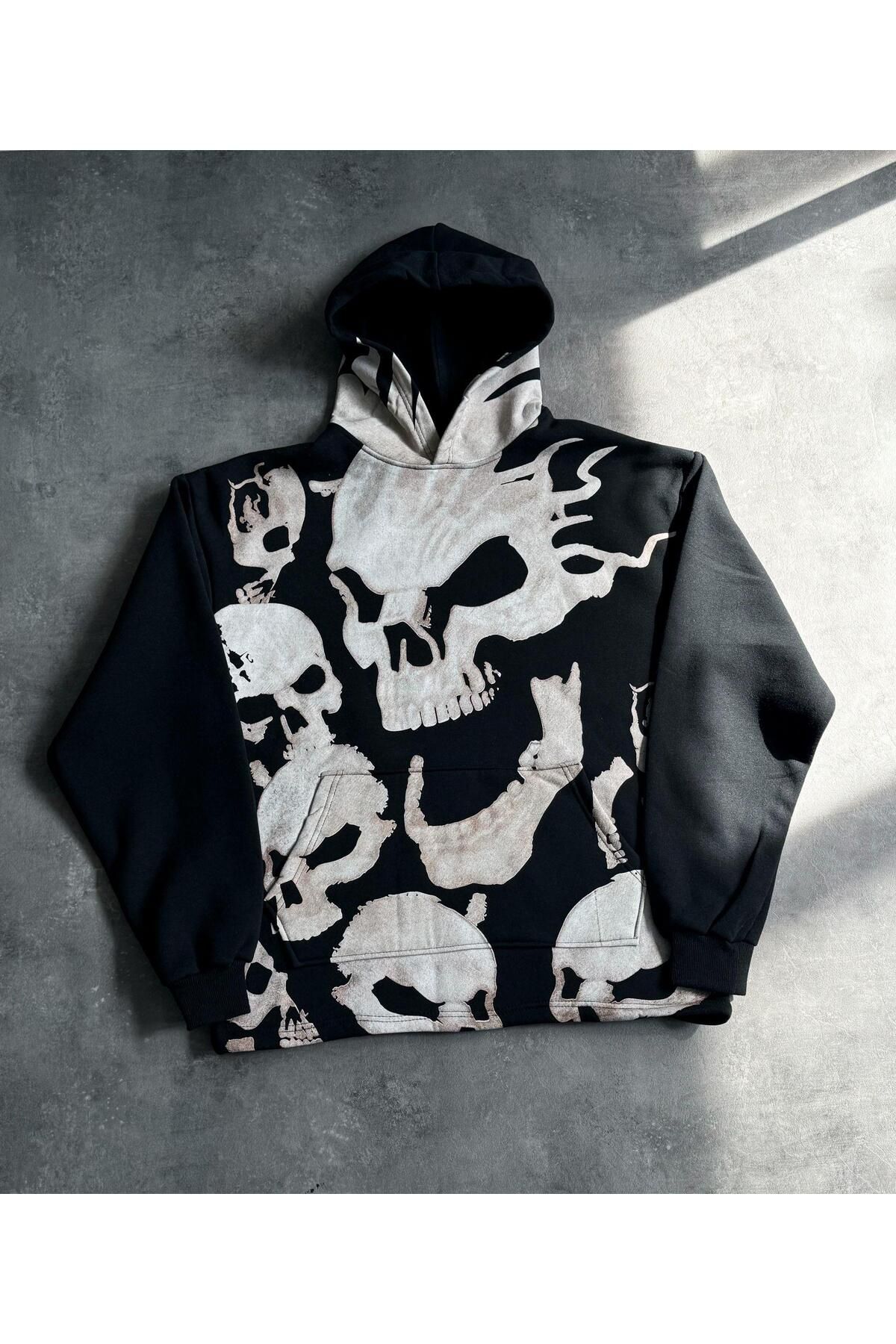 Touz Moda-Skull Full Print Hooded Sweatshirt 2