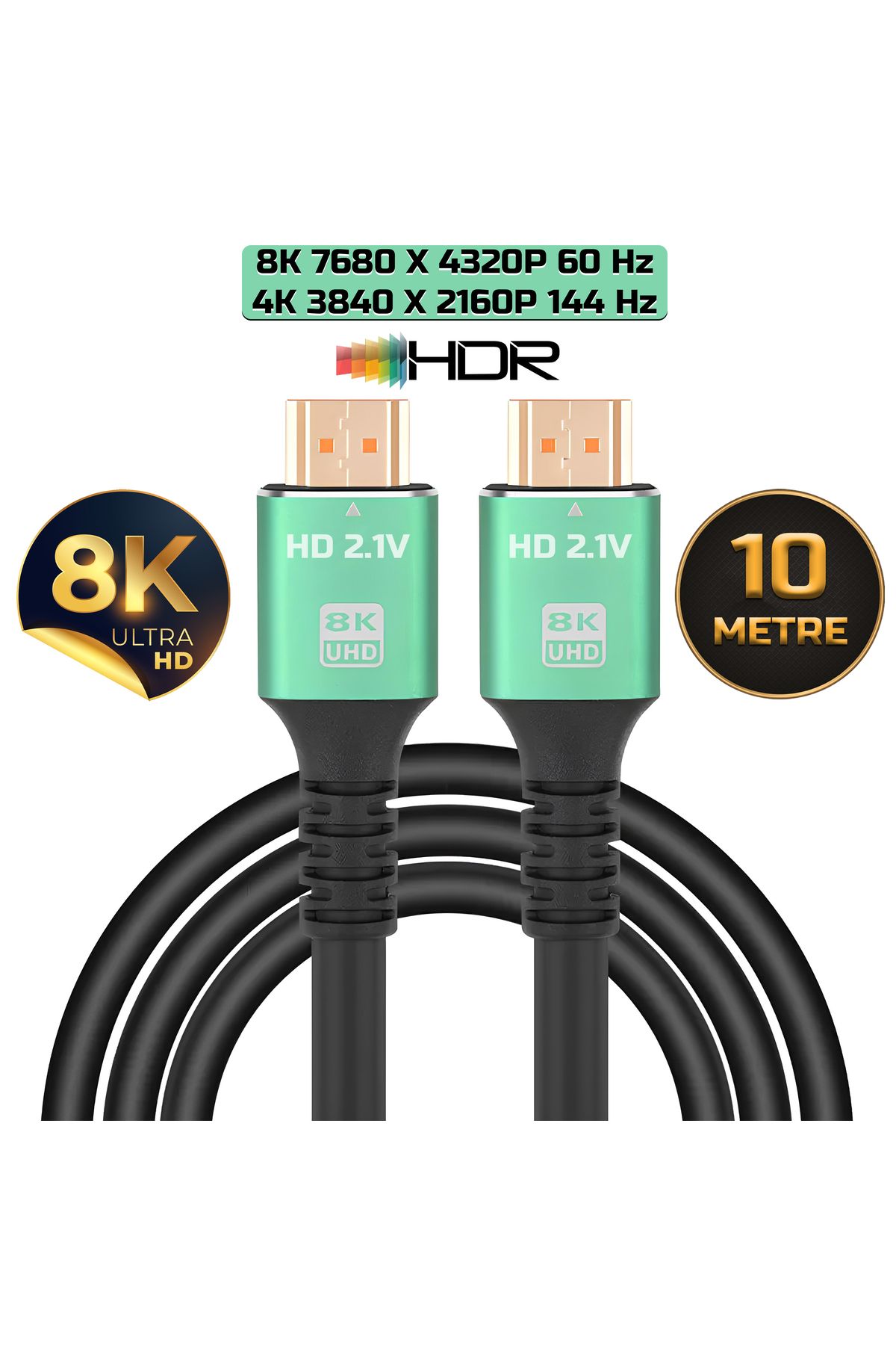 Gold Step 10 Metre 8k 2.1 Ultra Hd 48 Gbps 8k 60hz 4k 144hz Hdmi Kablosu