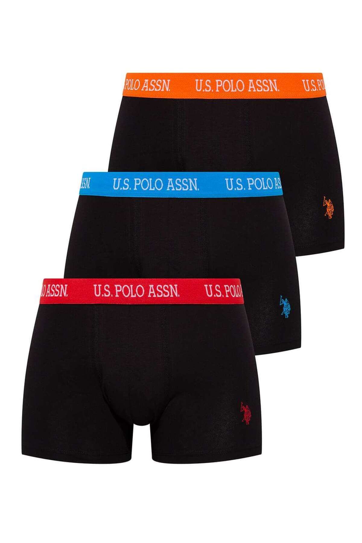 U.S. Polo Assn. Erkek Siyah 3 Lü Boxer