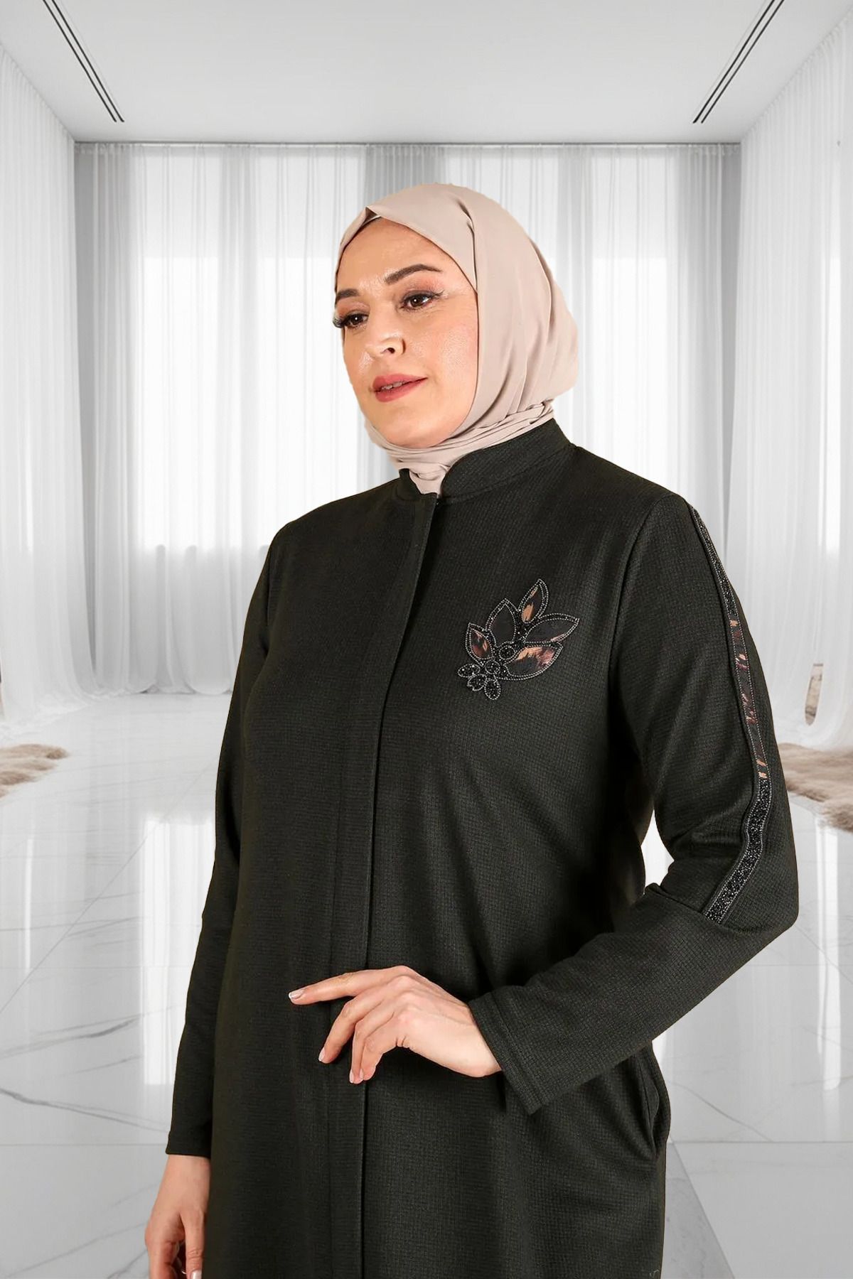 KURRA GİYİM-Plus Size Women's Winter Hijab Full Length Outerwear 3