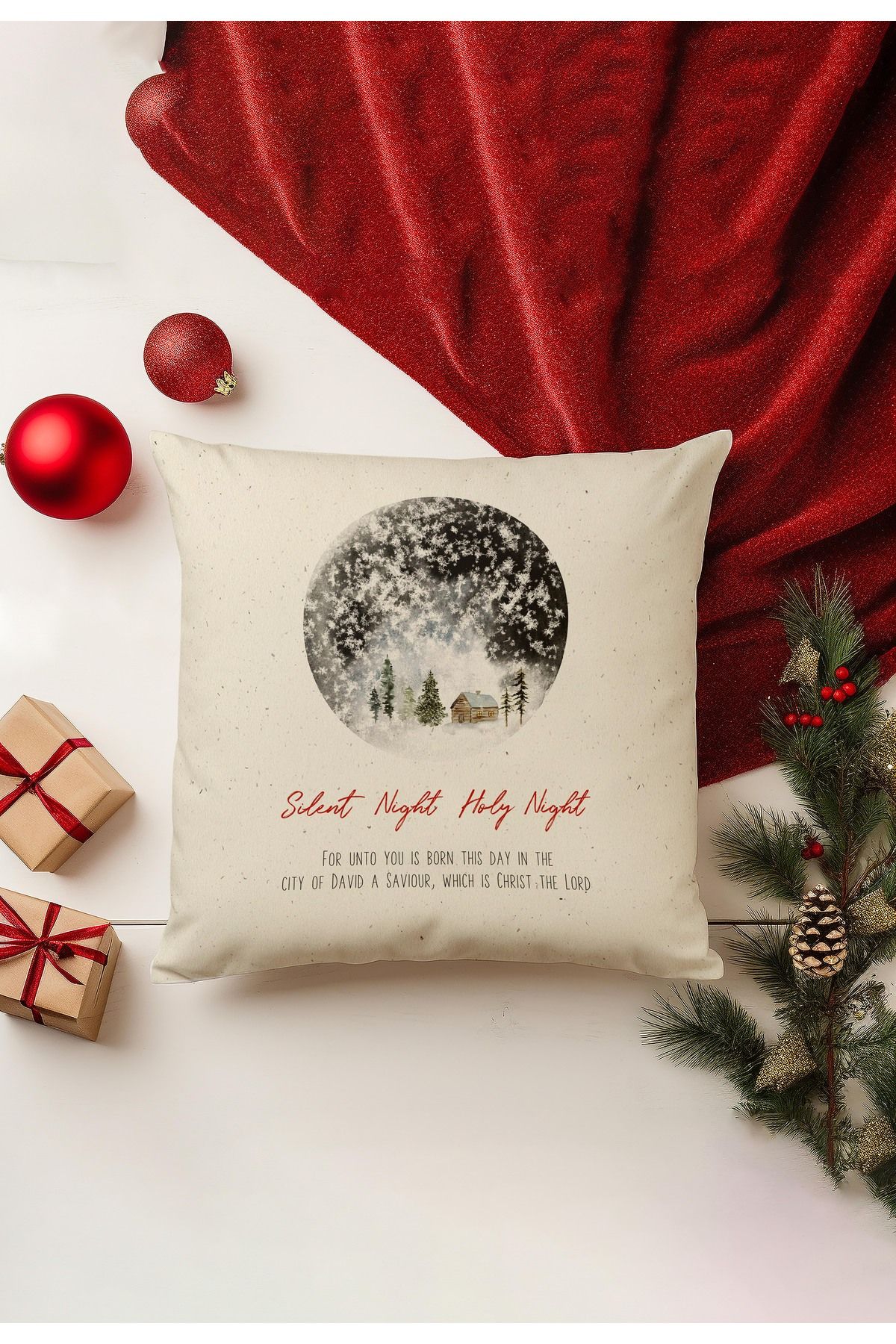 Filamente-Christmas Themed Throw Pillow Cover / Christmas - Christmas Cushion Cover (Double-Sided Printed - Hidden Zipper) 1