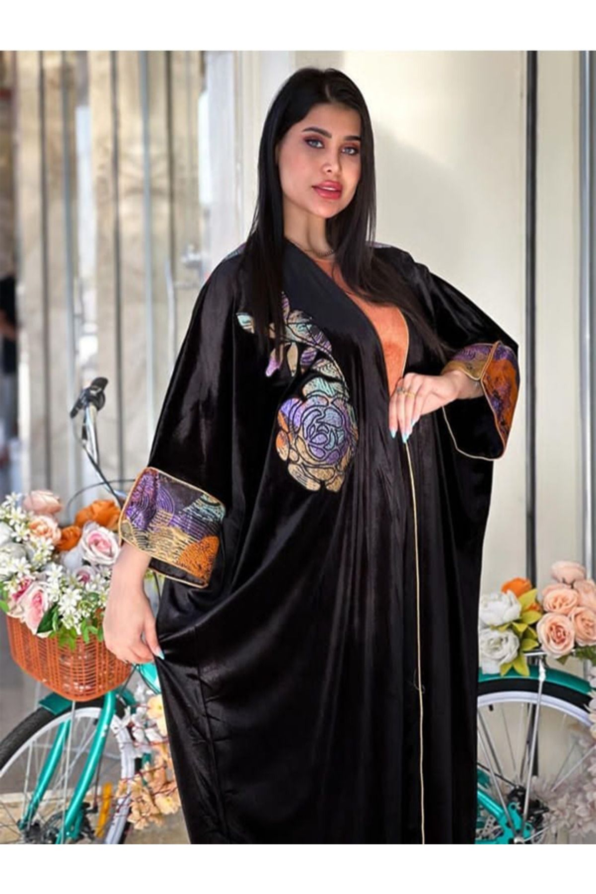 fiore fashion-Large Size Winter Velvet Abaya - Muslim Dress Suitable for Kaftan, Ferace and Bisht Size 38-46 1