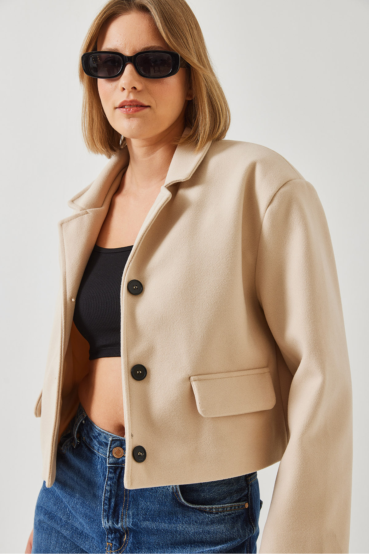 Bianco Lucci  Kadın Kısa Crop Ceket 2624 60261013 - Görsel 3