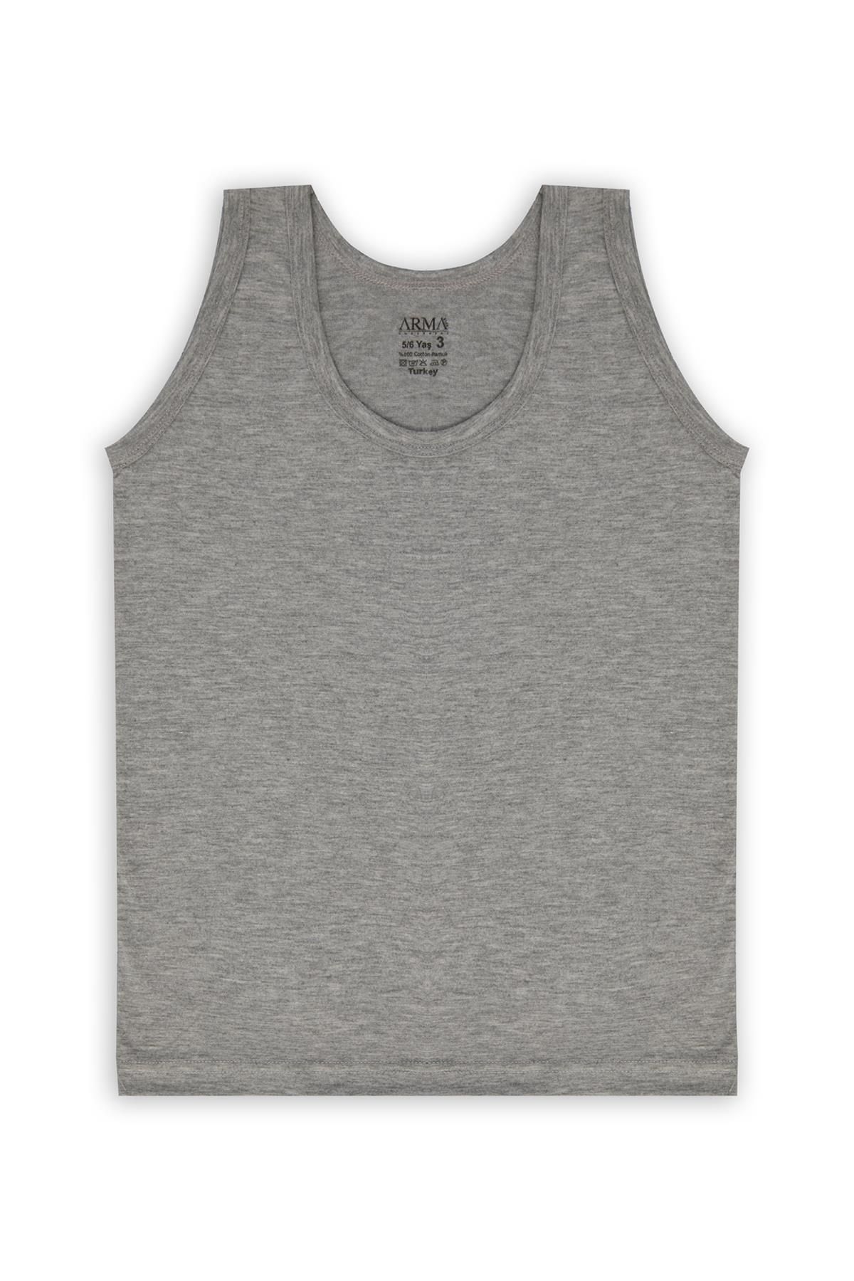 Arma Yıldız-Boy's Gray Tank Top 3 Pack 100% Cotton Combed Cotton 4