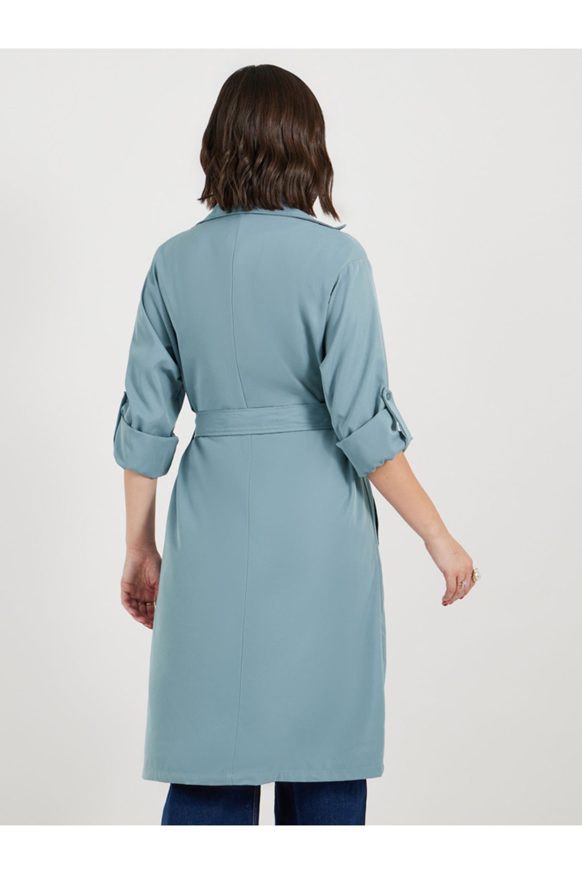 Styli-Regular Fit Knee Length Trench Coat 5