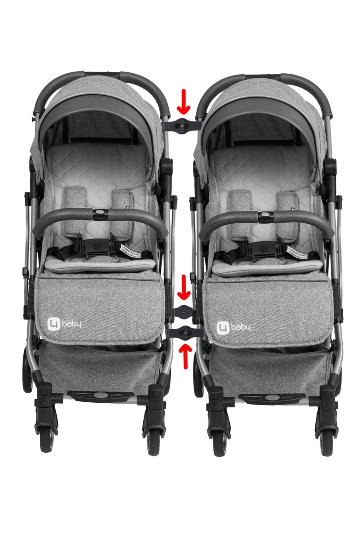 Mimma Baby Dron Ikiz Kabin Bebek Arabası Antrasit fotoğrafı 2 (önizleme)