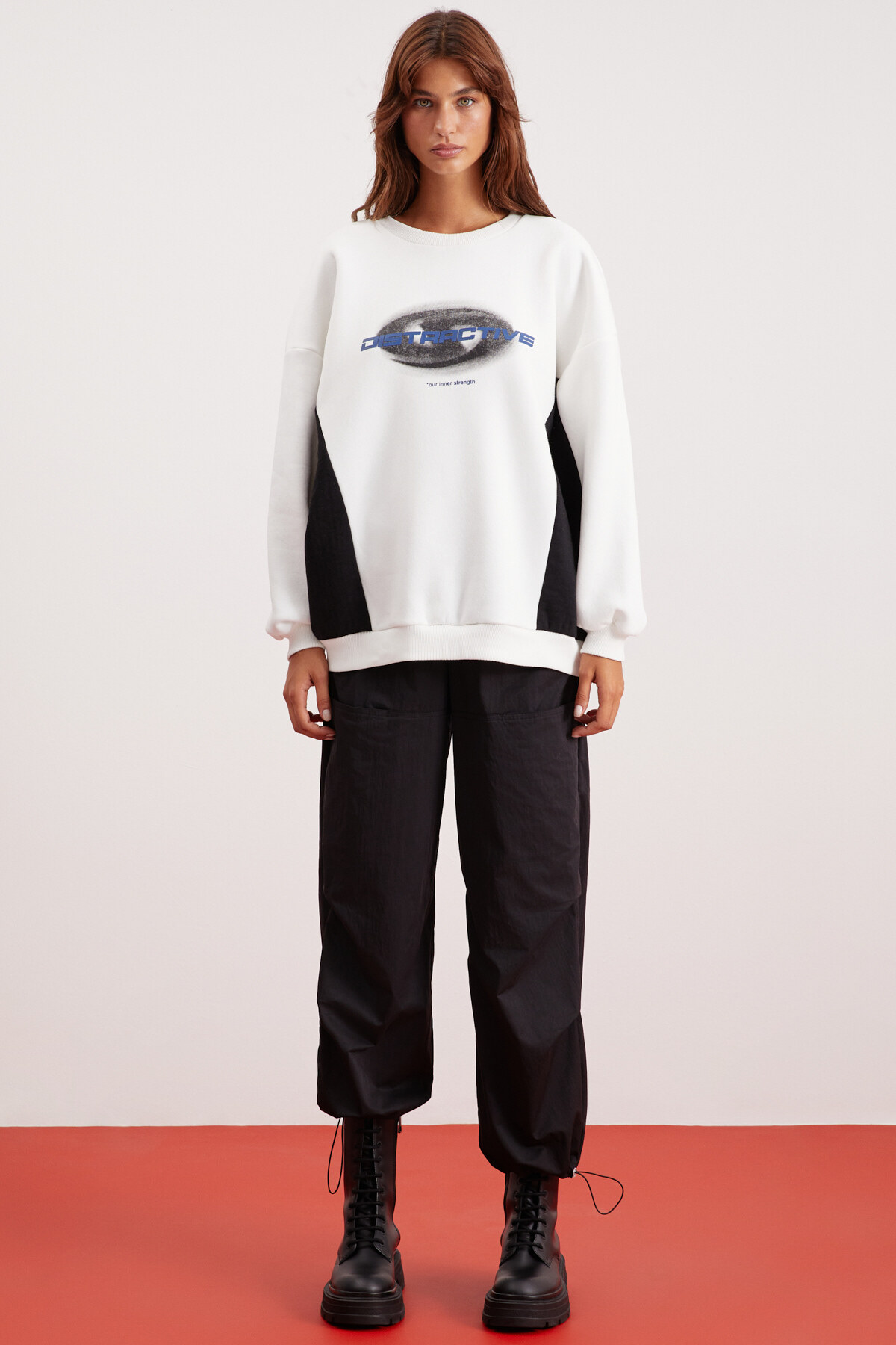 GRIMELANGE  IONESCU Kadın İçi Polarlı Yumuşacık Beyaz Sweatshirt - Görsel 3