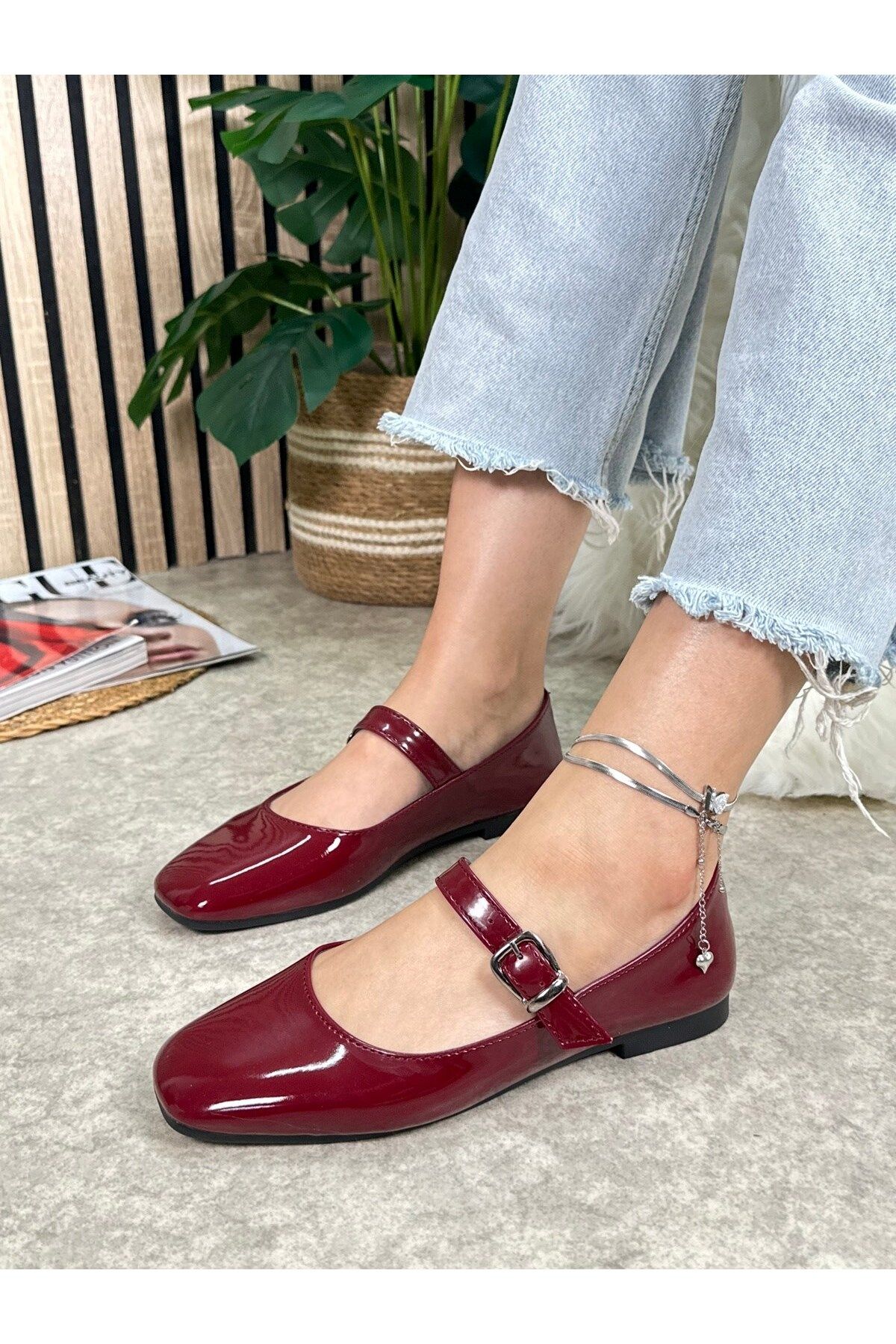 İmerShoes Daily کفش باله بژ زنانه پنجه بیضی با سگک کم پاشنه کفش راحت M-506