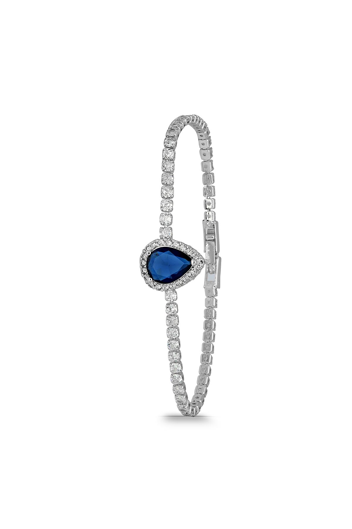 Forentina-Silver Plated Dark Blue Drop Stone Bracelet Ps3821 1