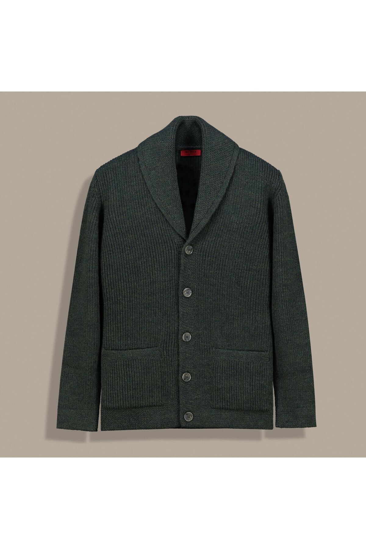 Sarar-Interview Knitted Buttoned Khaki Cardigan 3