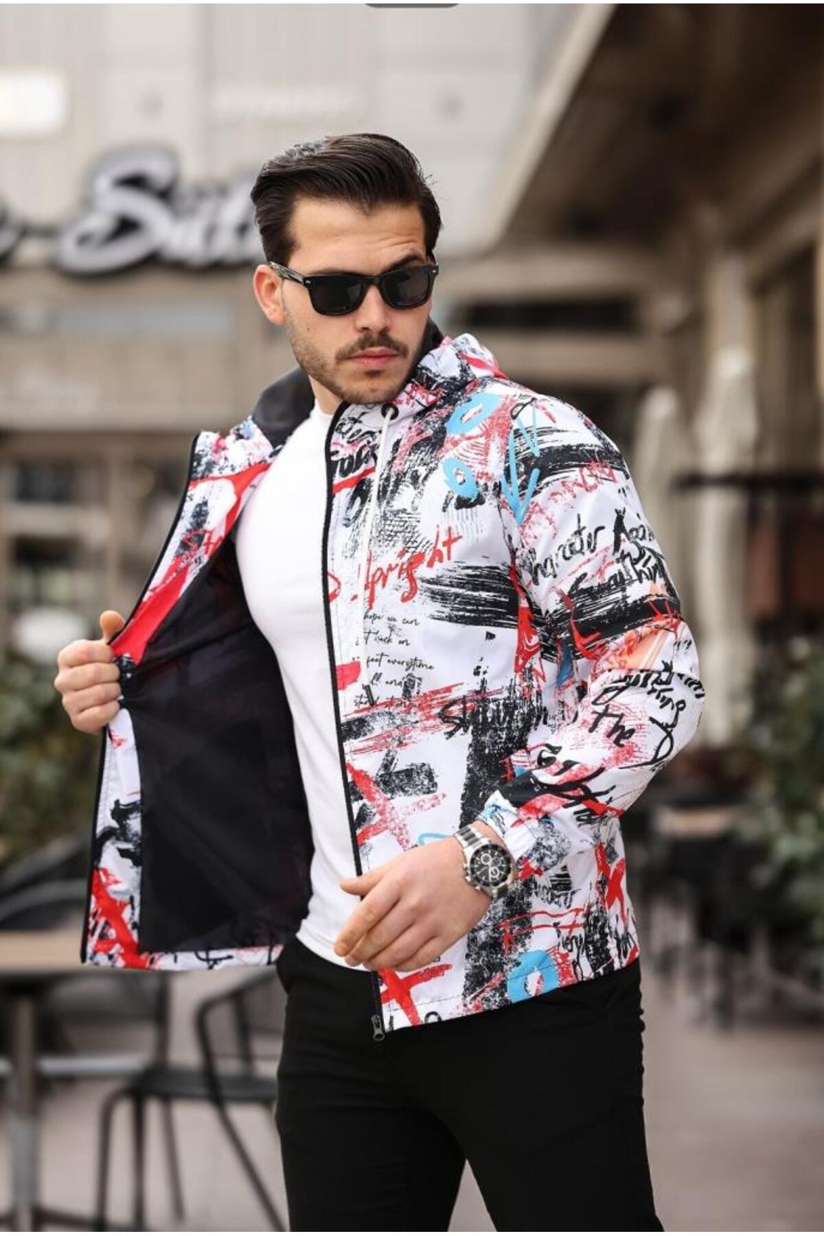 Beyaz Renk Yazı Baskılı Spor Model Kumaş Mont — مشکی TRGW5U5F6V — تصویر 3 از 6