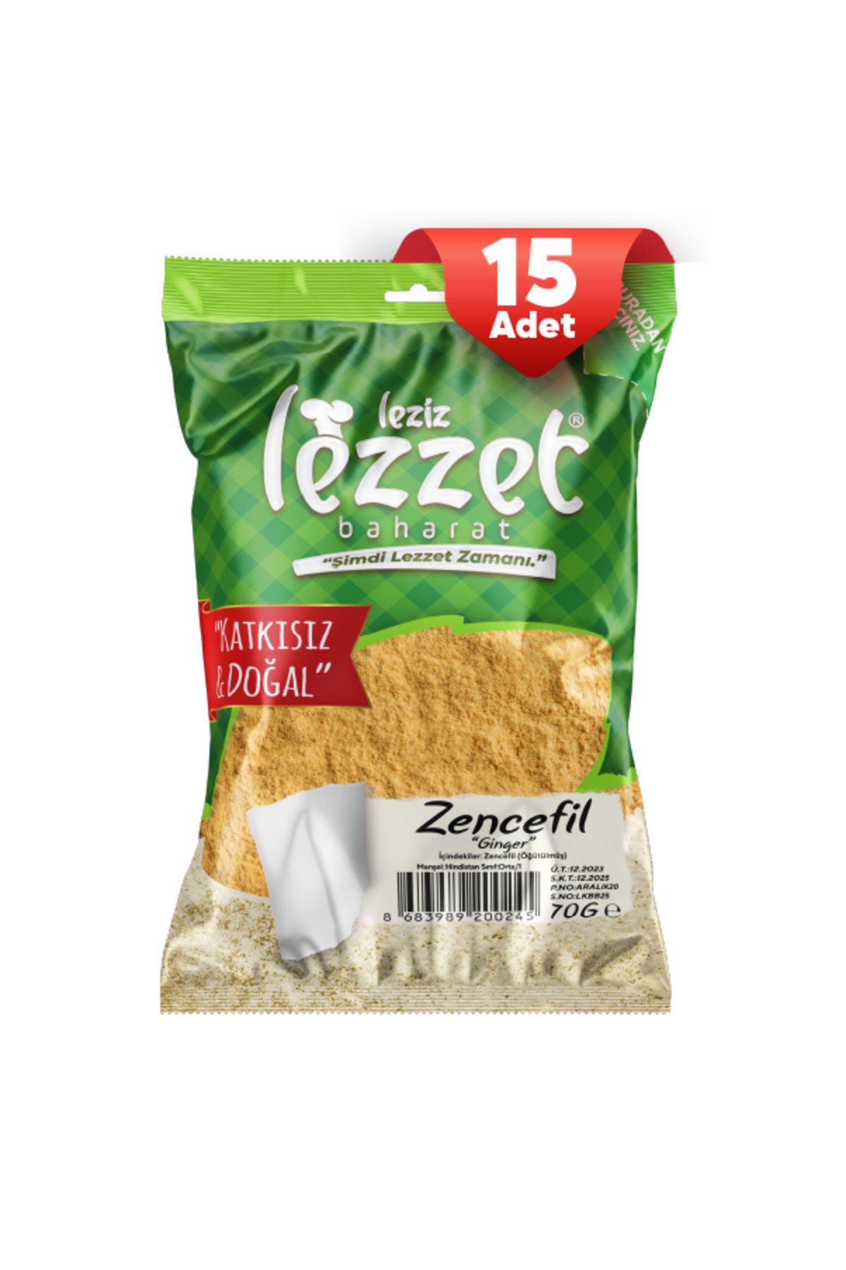 Leziz Lezzet Zencefil Toz 70 G (15 Adet)