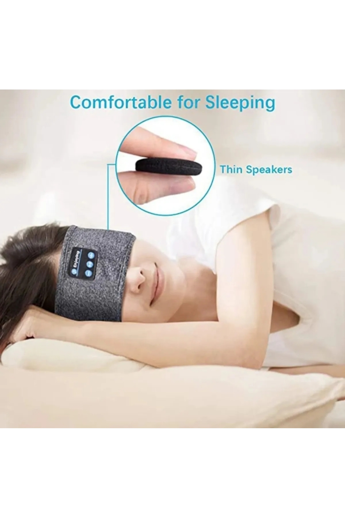 Resim enjoyit Bluetooth Uyku Kulaklıklar Spor Bandı Ince Yumuşak Elastik Rahat Kablosuz Müzik Kulaklık Göz Maskesi 
