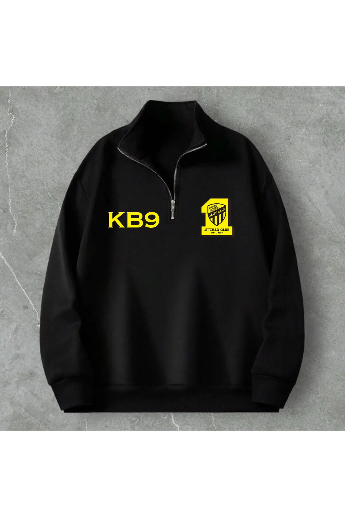 Pisa Art AL İTTİHAD X KB9 ÖZEL TASARIM UNİSEX YARIM FERMUARLI TARAFTAR SWEATSHİRT