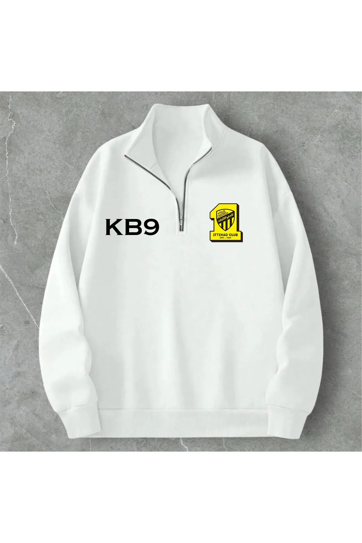 Pisa Art AL İTTİHAD X KB9 ÖZEL TASARIM UNİSEX YARIM FERMUARLI TARAFTAR SWEATSHİRT