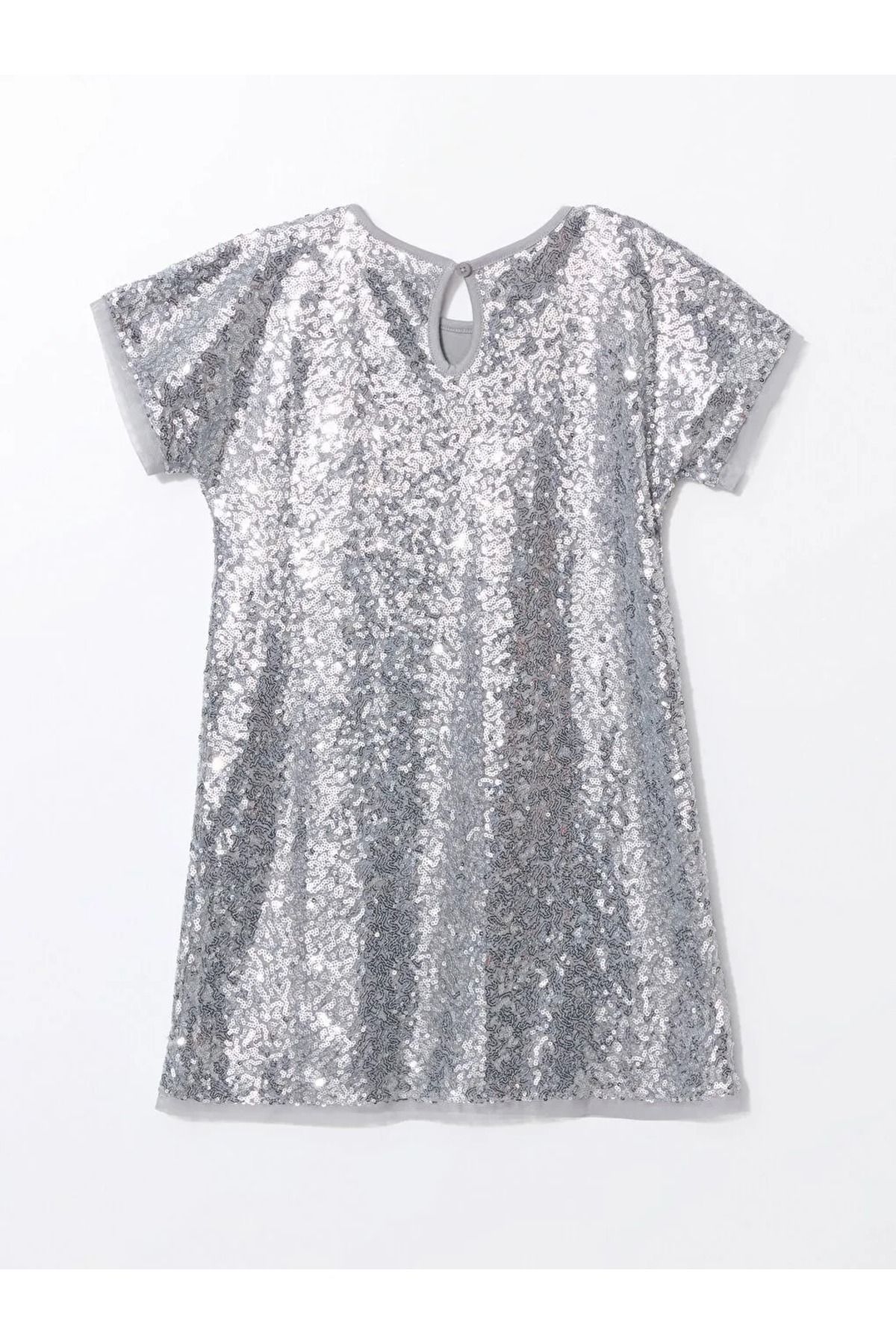 LC Waikiki-Lcw Kids Girl Gray Crew Neck Sequin Embroidered Dress - Cent Trade 3