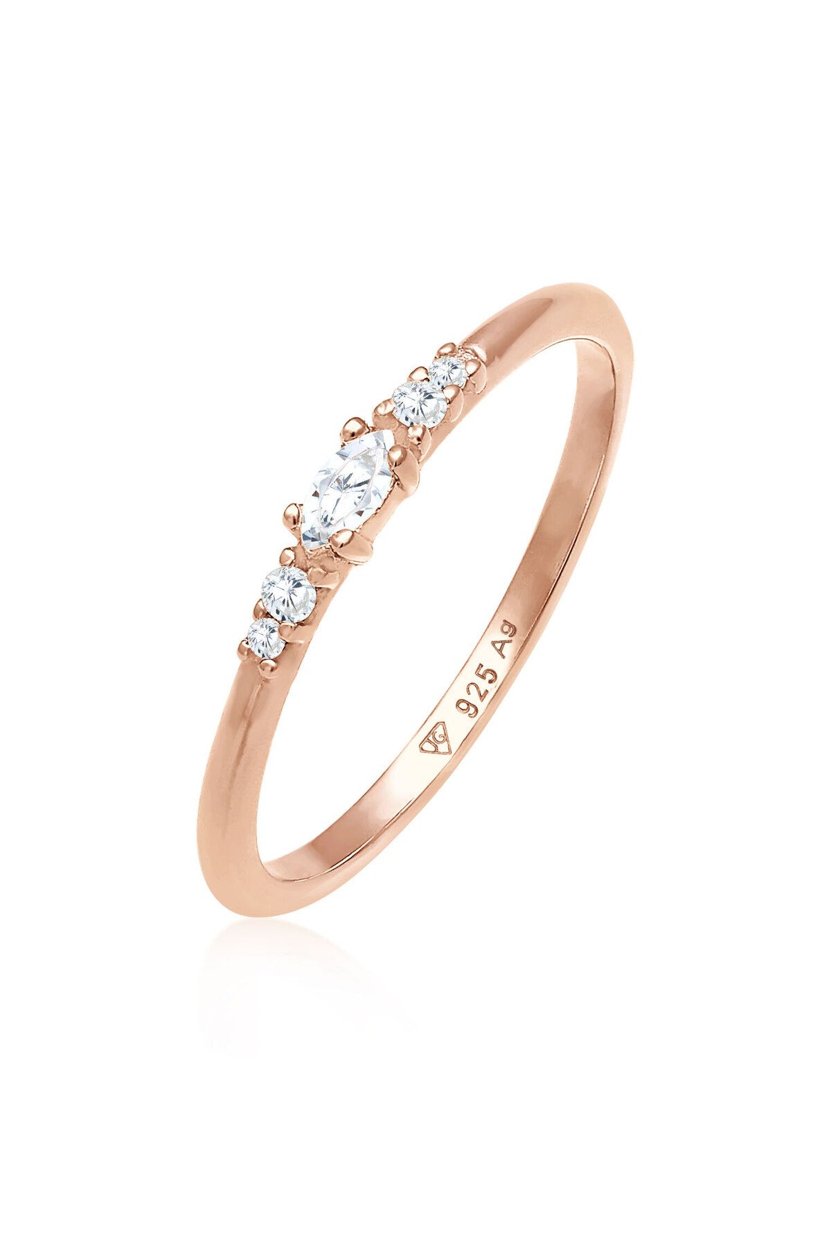 ELLI Eleganter Verlobungsring Mit Zirkoniumkristallen – 925er Sterlingsilber für Damen - 54