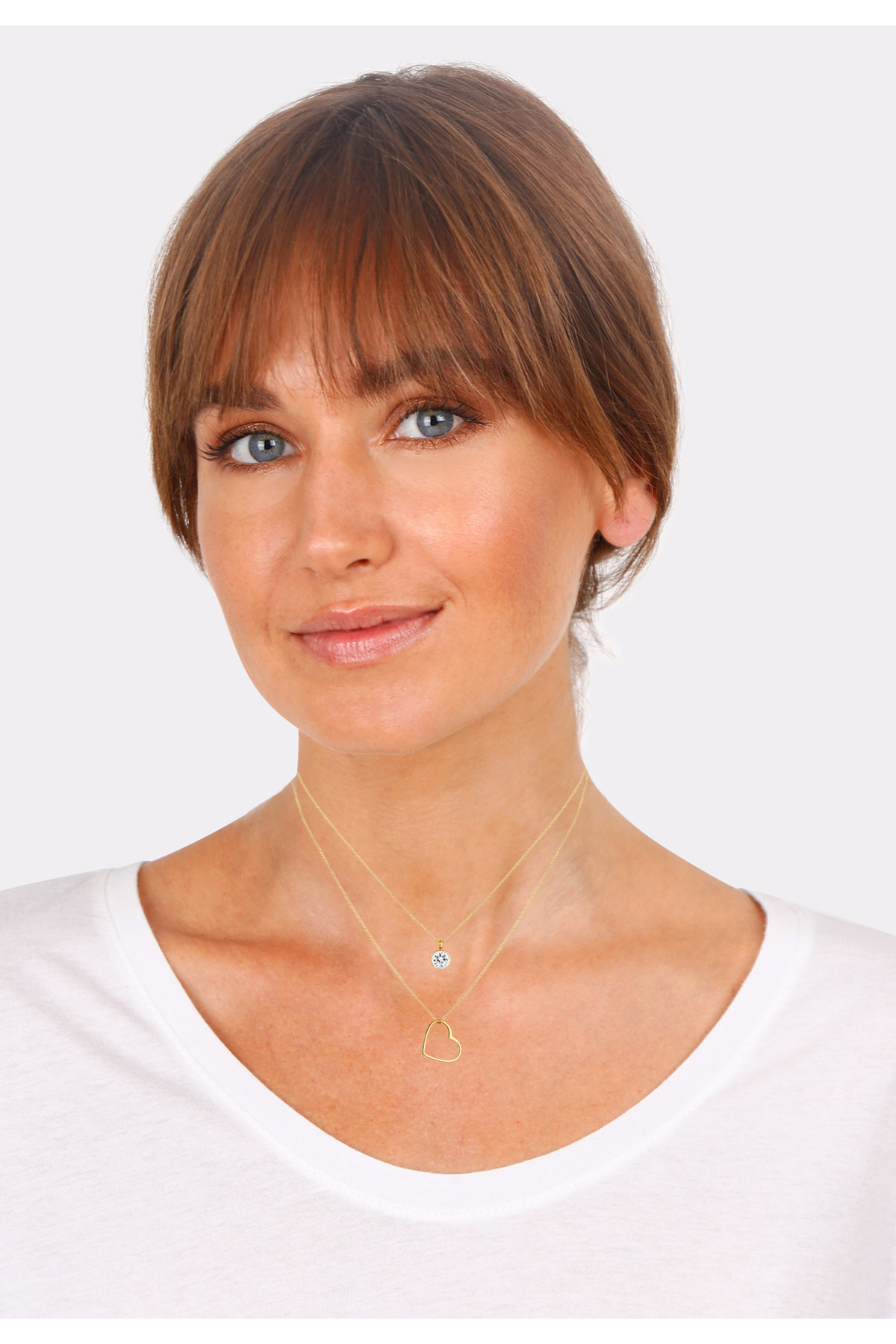ELLI-Halskette Damen-Lagenkette mit Herzanhänger und Kristall in 925 Silber 6