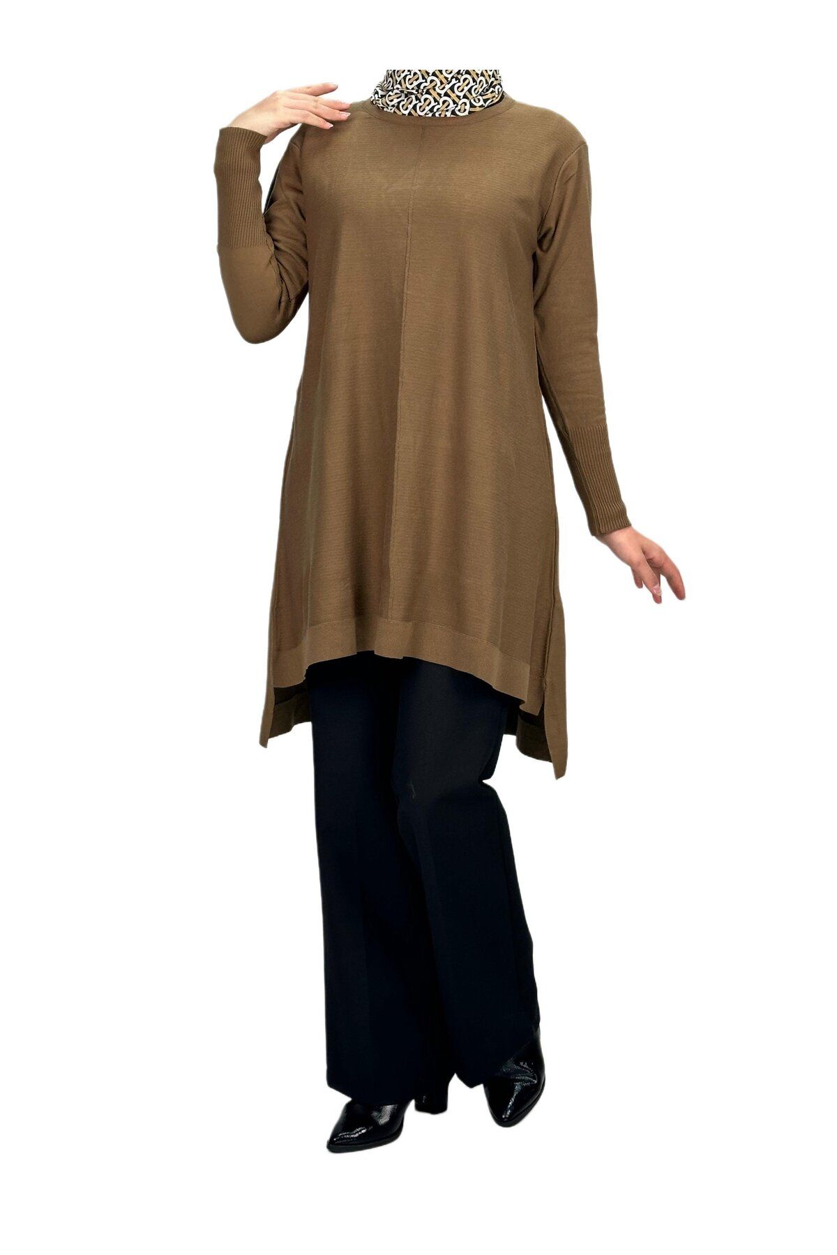 ottoman wear-Mercerized Brown Knitwear Tunic - Otw123 2