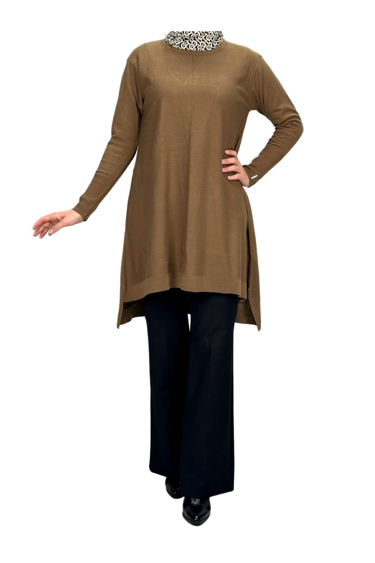 ottoman wear-Mercerized Brown Knitwear Tunic - Otw123 1