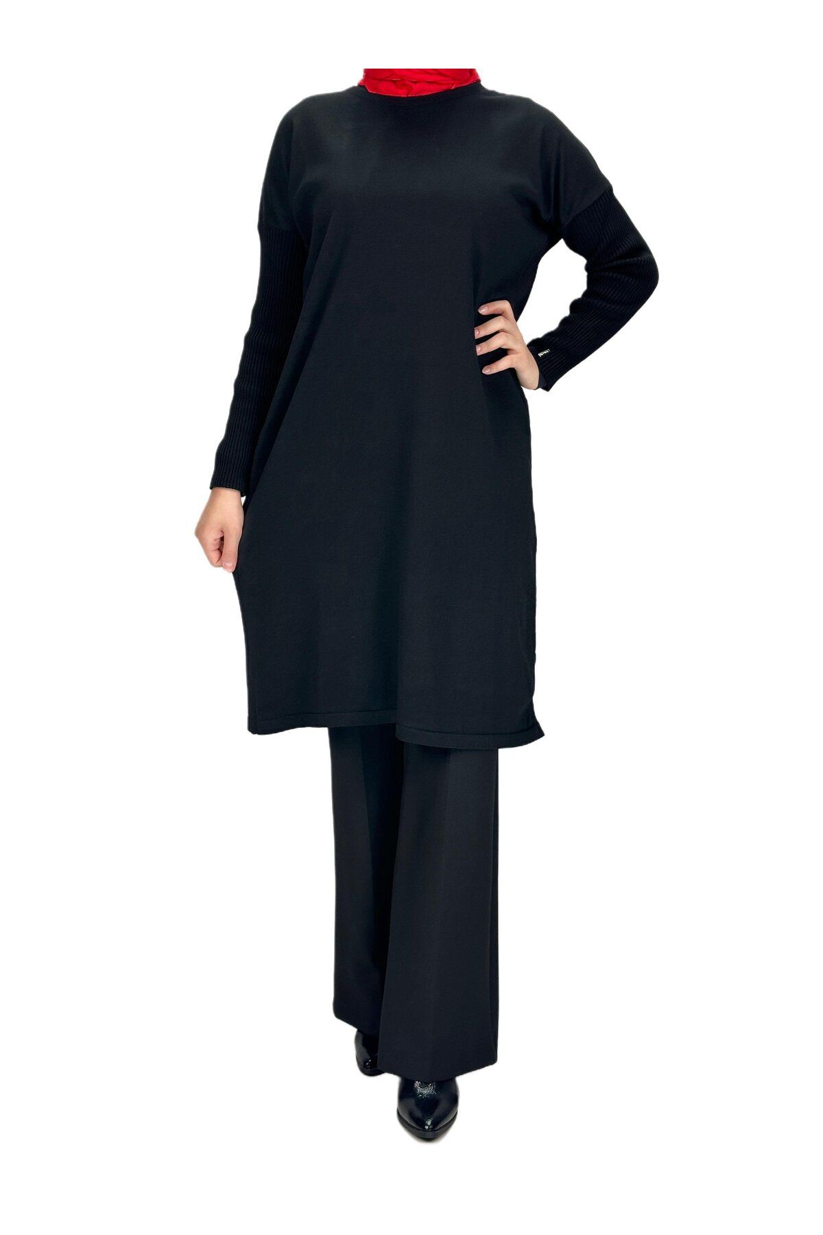 ottoman wear-Mercerized Knitwear Tunic with Black Rayon Sleeves - Otw118 2