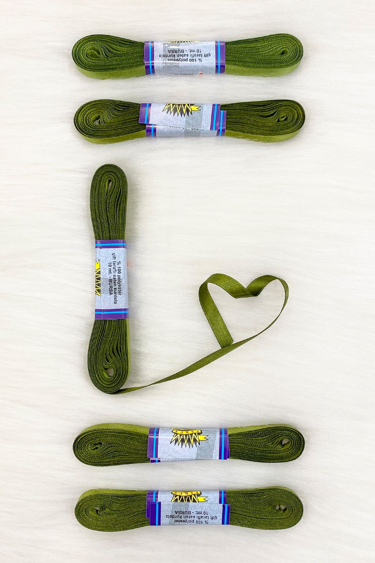 ZEYMERADE-Grass Green Satin Ribbon 1 cm 10 Meters, Bundle Dowry Special Day Gift Decoration Ribbon 2