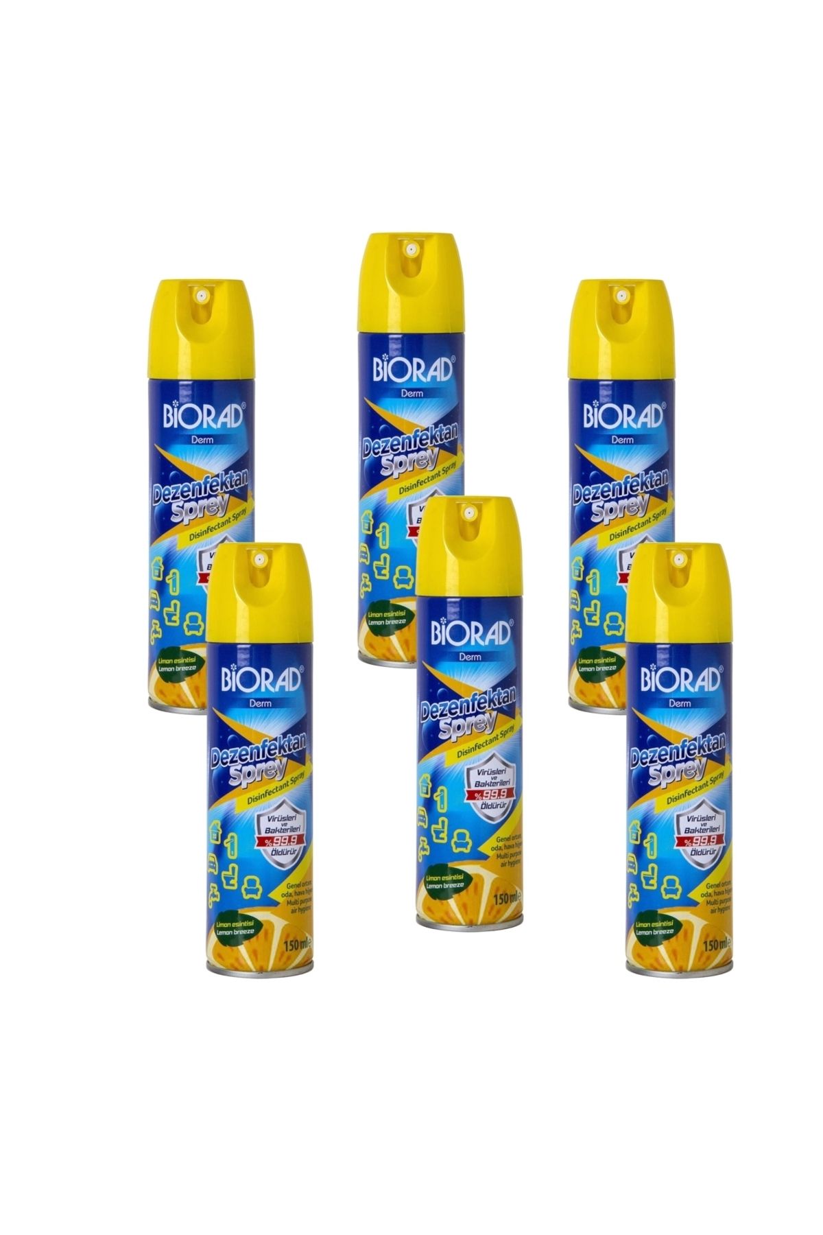 BİORAD Biorad Parfümlü Dezenfektan Sprey Limon Kokulu 150ml - 6 Adet