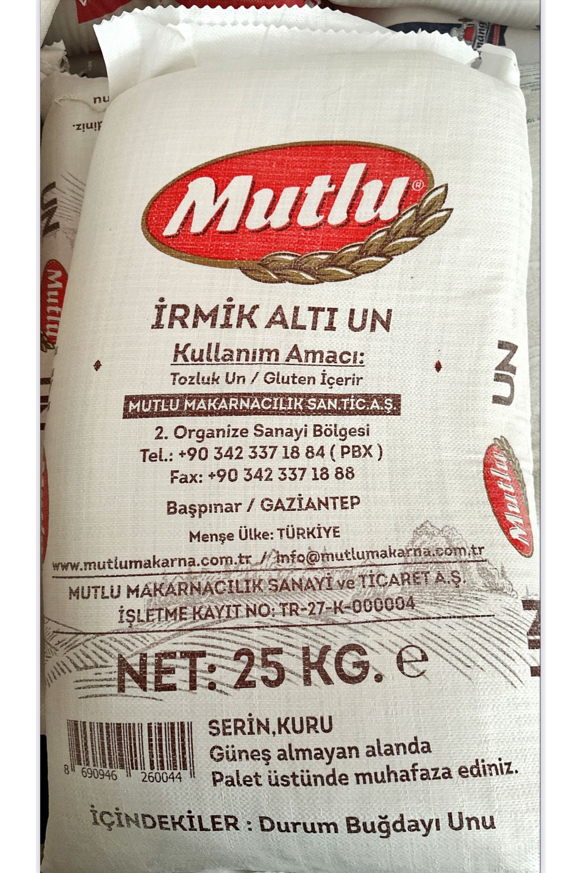 Mutlu İRMİK ALTI TOZLUK SARI UN 25 KG