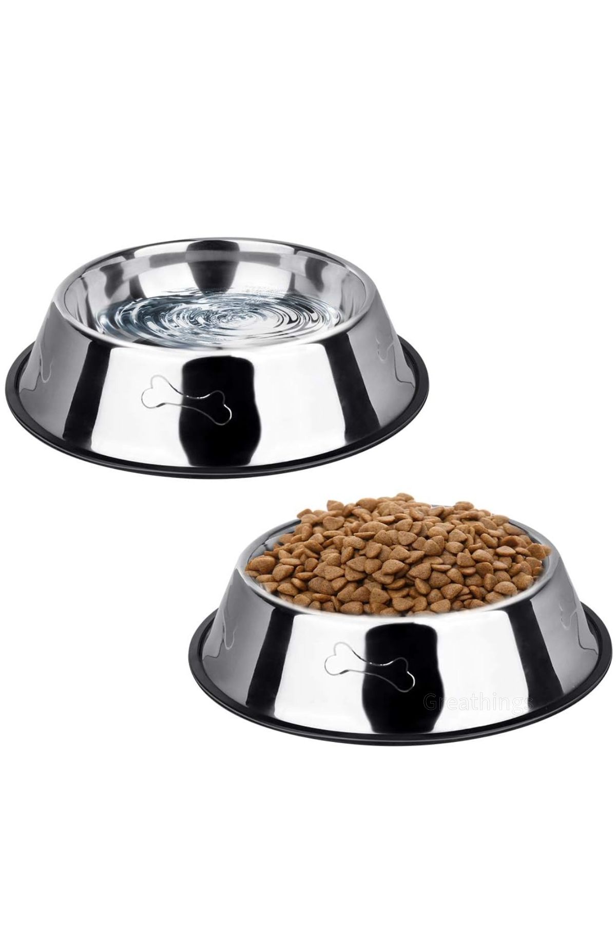 Greathings-18 cm Metal Cat |   Dog Food Bowl, Water Bowl, Steel, Patterned Food and Water Bowl 2