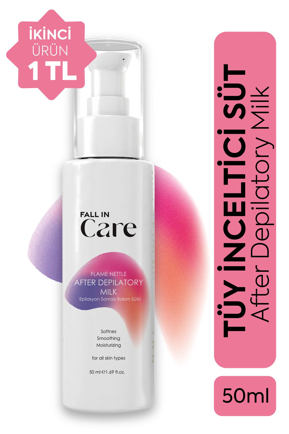 FALL IN CARE Tüy Inceltici Ve Nemlendirici Bakım Sütü, Isırgan Otu Özü & Hyaluronik Asit, 50 ml