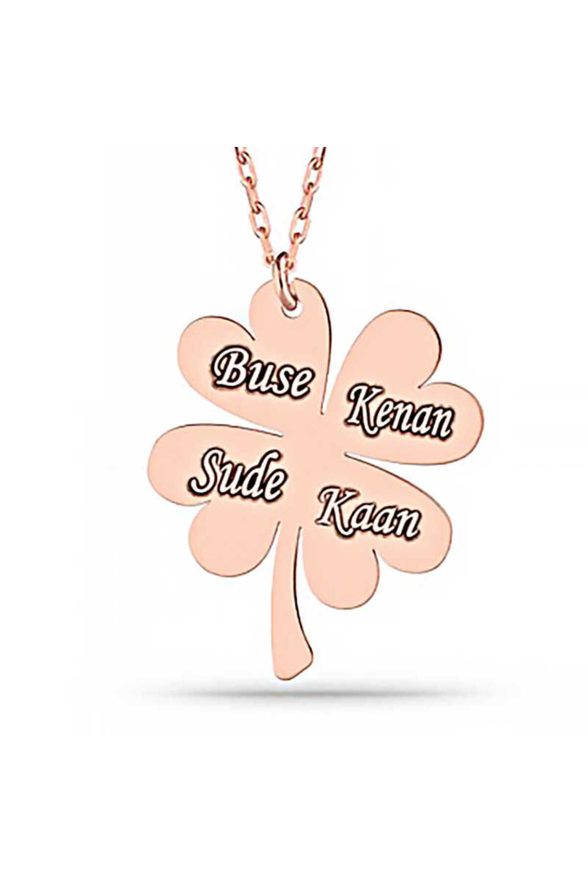 NİDAM BUTİK Gümüş Rose Dört Yaprak İsimli Yonca kolye