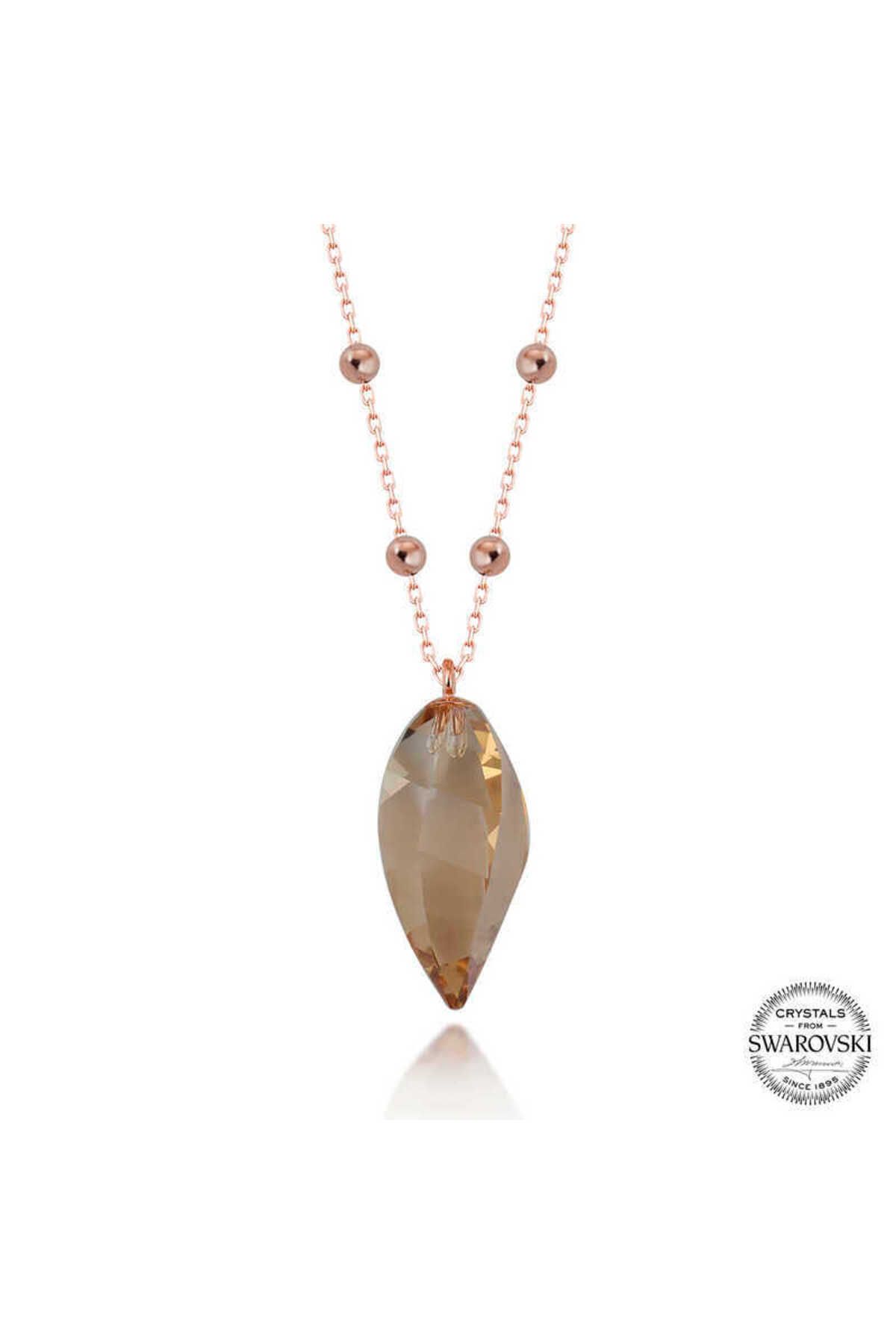 Gumush Crystal Taşlı Rose Top Zincir Gümüş Kadın Kolye