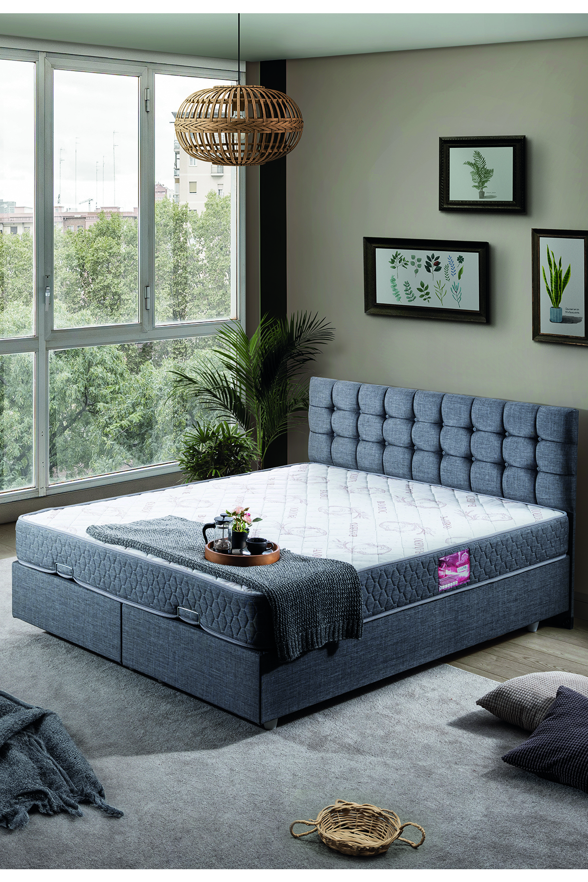 Venice Double Base Headboard Double Set Grey