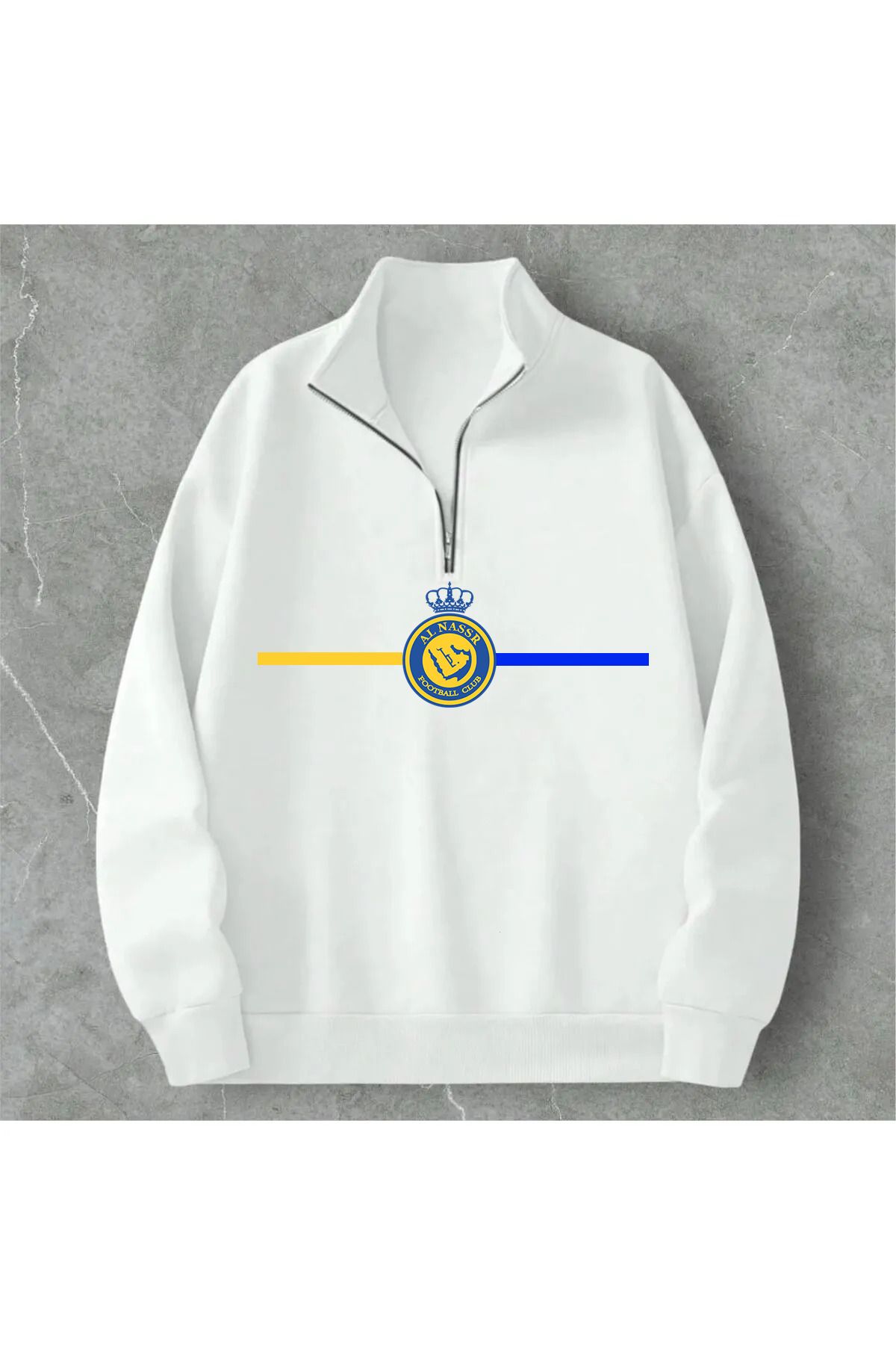 Pisa Art Al Nassr Minimalist Özel Tasarım Yarım Fermuarlı Taraftar Sweatshirt