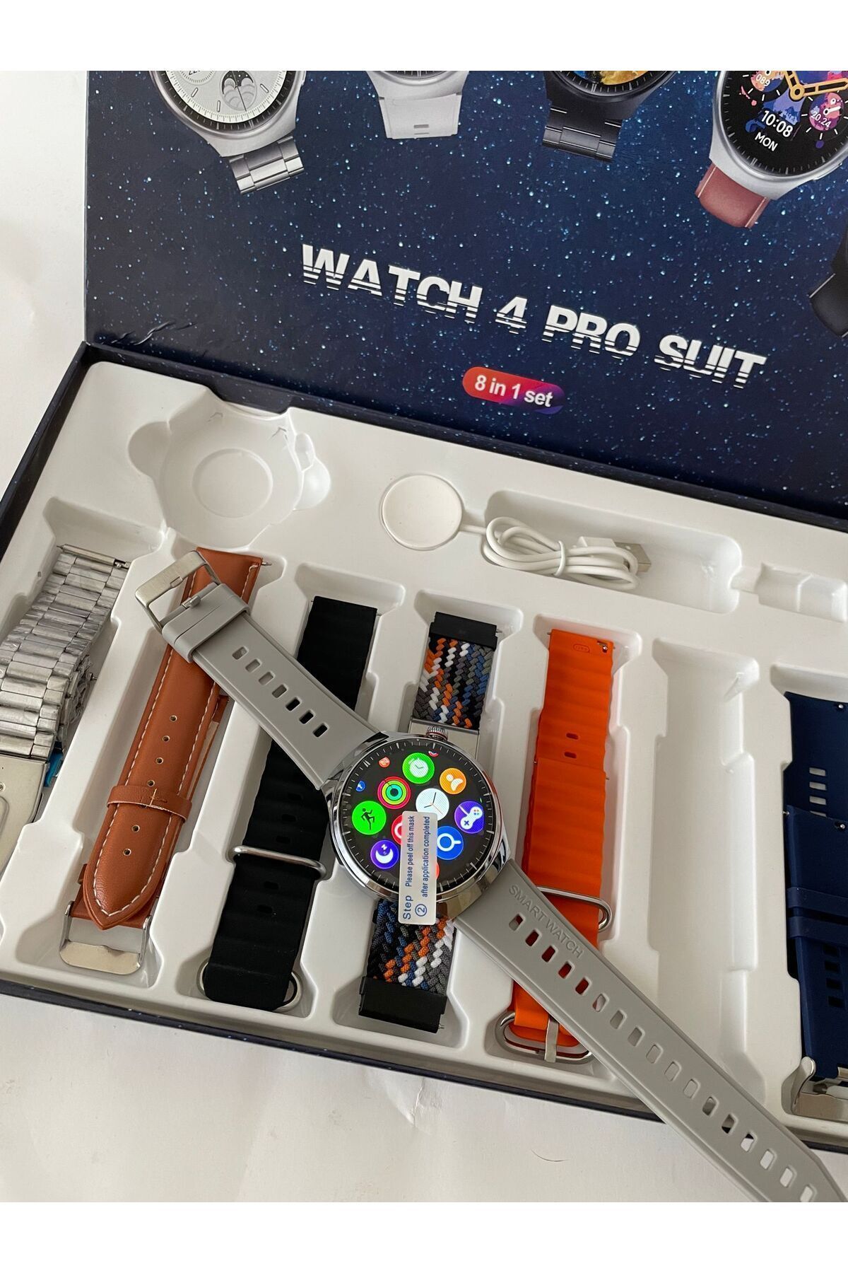 Raees Pro RAEES Watch 4 pro Suit 7 Kordonlu Yuvarlak Kasa Erkek Sesli Görüşme ...