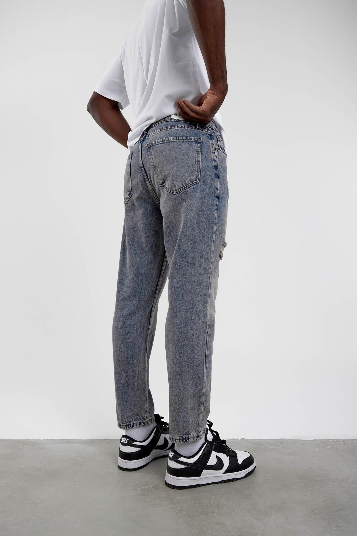 NOMARC-Navy Blue KP-389-1 BF Ripped Detailed Jean 3