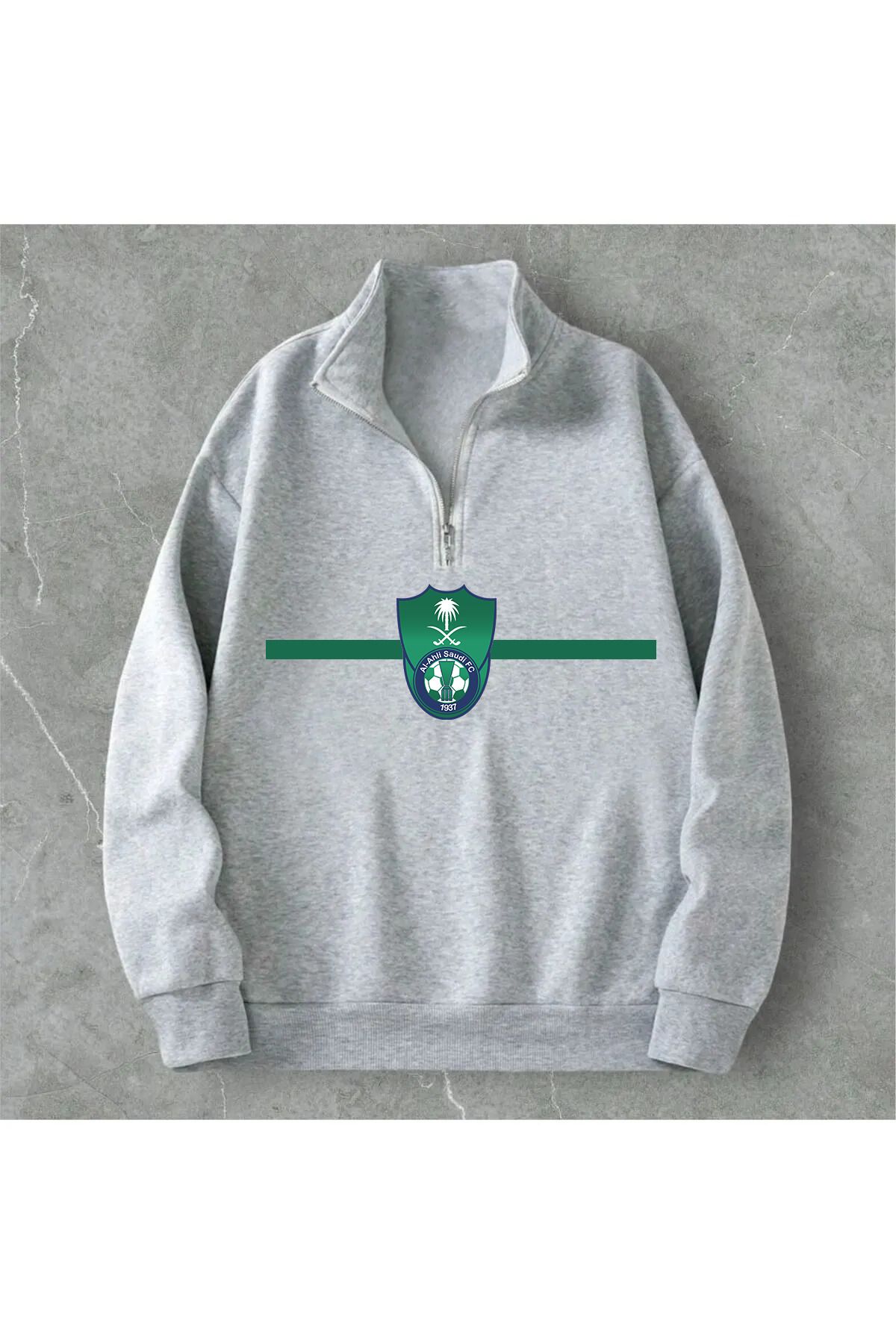 Pisa Art Al Ahli Minimalist Özel Tasarım Yarım Fermuarlı Taraftar Sweatshirt