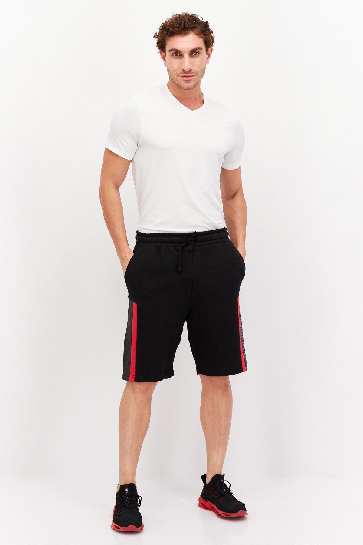 Crosshatch-Men Drawstring Brand Logo Basic Shorts, Black 3