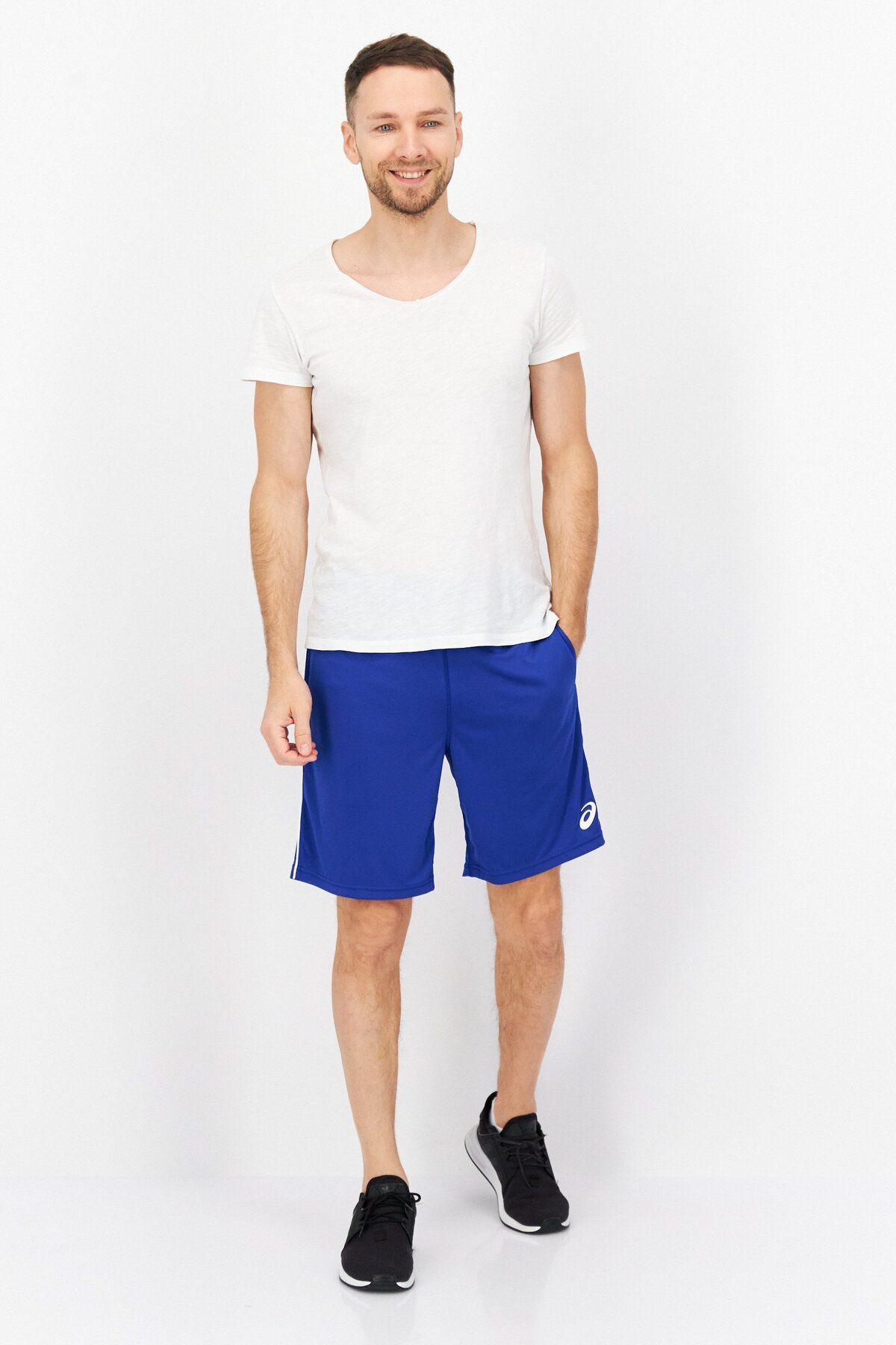 Asics-Men Sportswear Fit Training Shorts, Blue 4